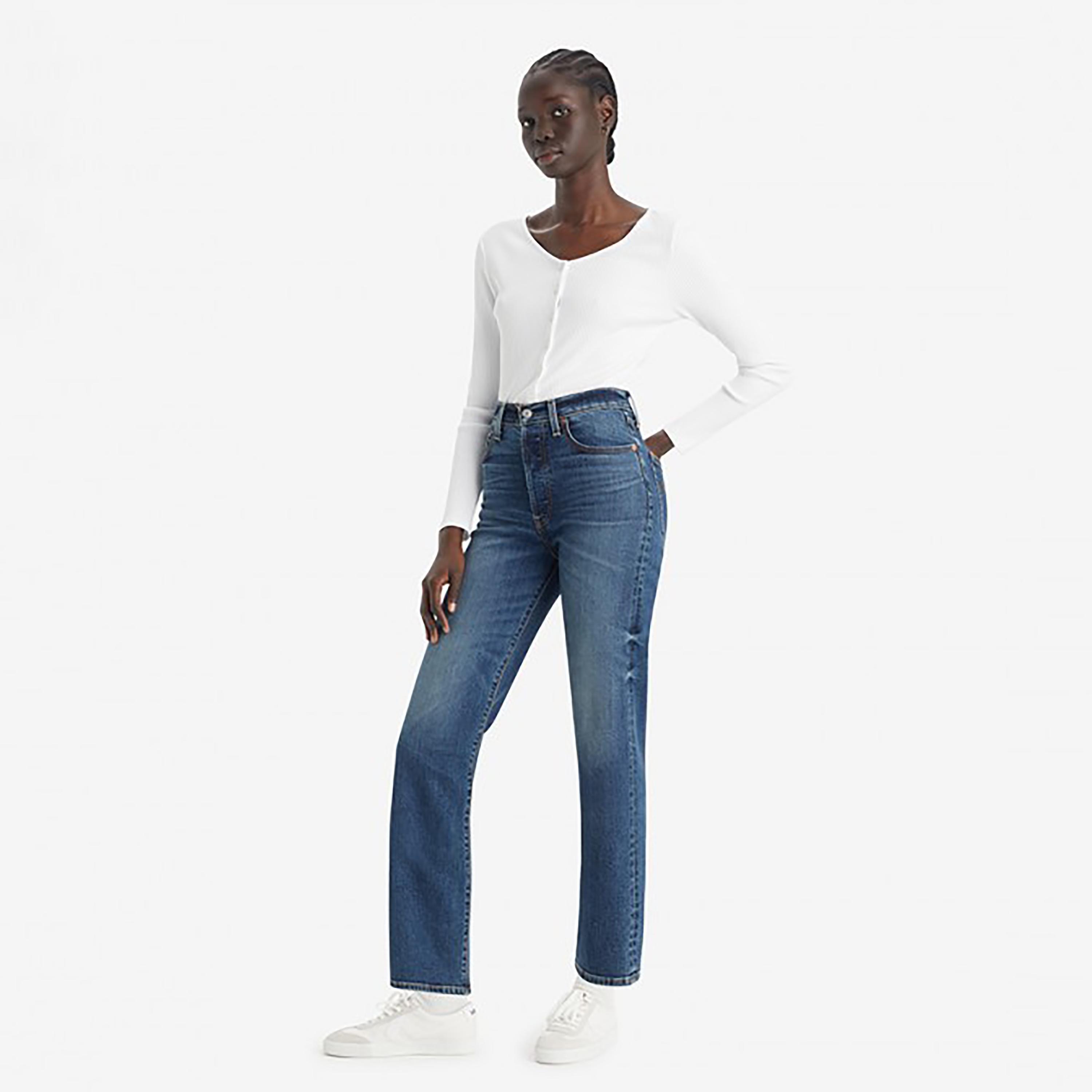 Levi's Blue Straight Fit High-Rise Pocket Detail Jeans-women-clothing-bottoms-jeans-image-3