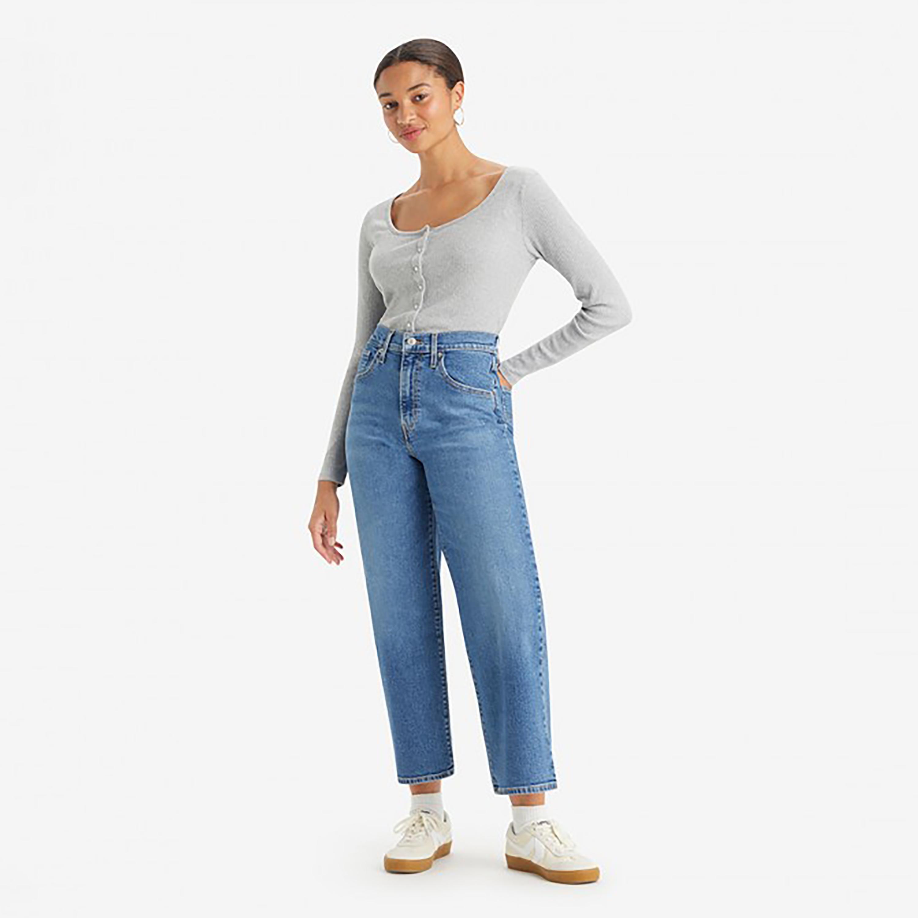 بنطال جينز بلون ازرق من ليفايز ذو سليم فيت هاي رايز مع واسع الساق-women-clothing-bottoms-jeans-image-3