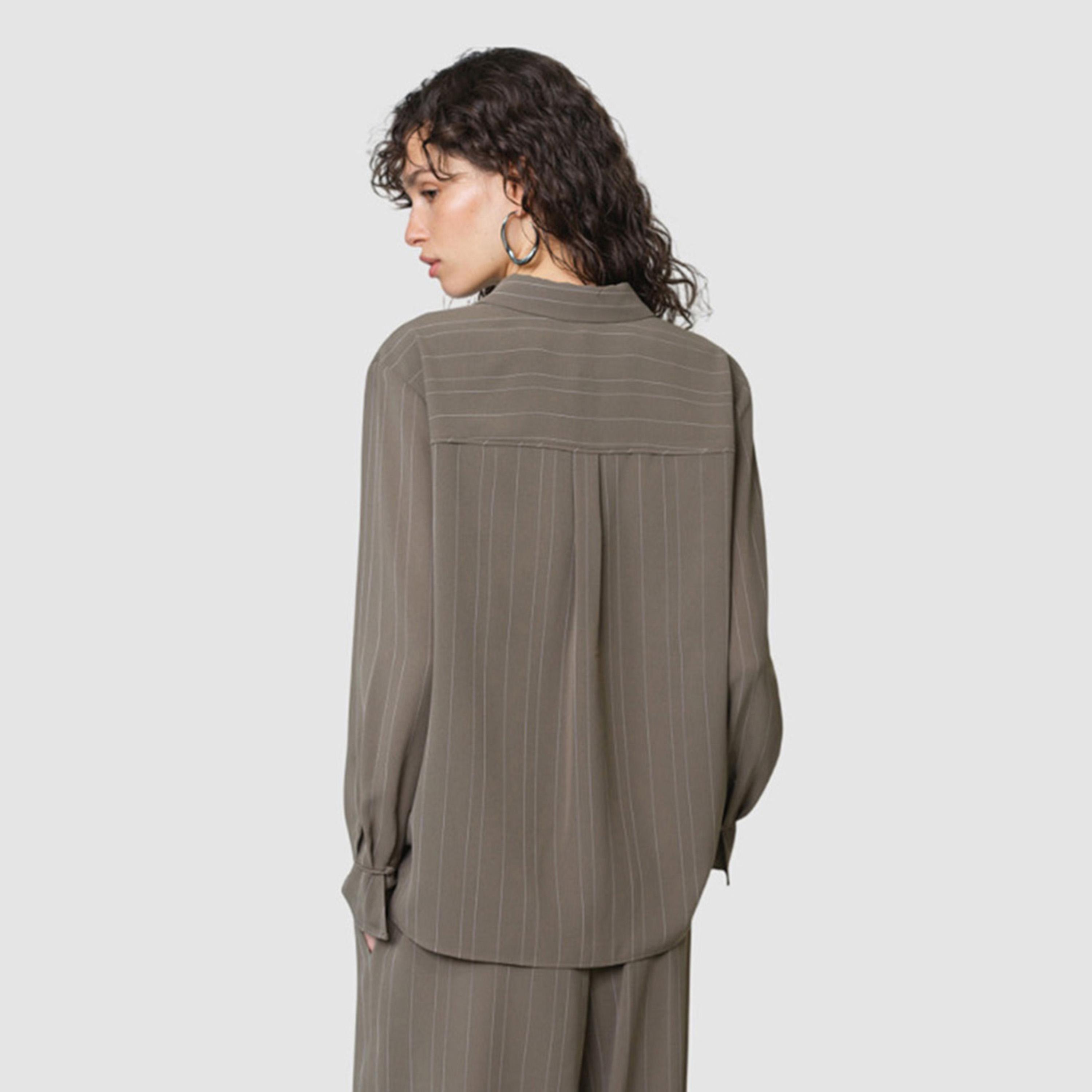 قميص نسائي بياقة ومخطط لون أخضر من فرينش كونكشن-women-clothing-shirtsandblouses-shirts-image-3