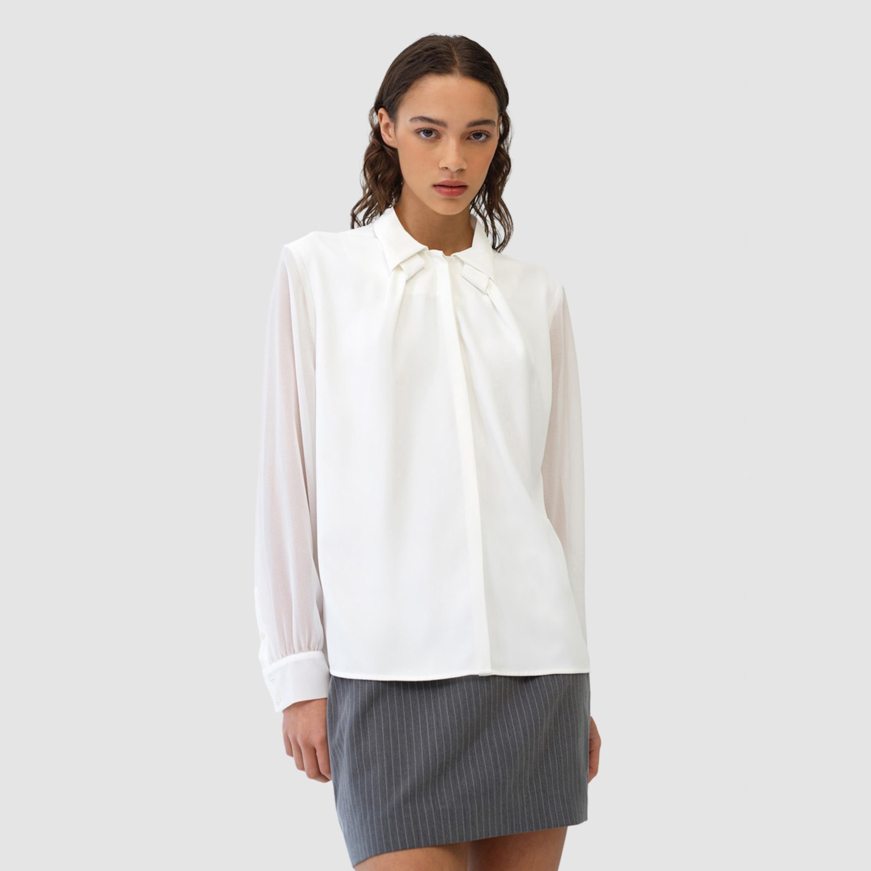 قميص نسائي أبيض بياقة من فرينش كونيكشن-women-clothing-shirtsandblouses-shirts-image-1