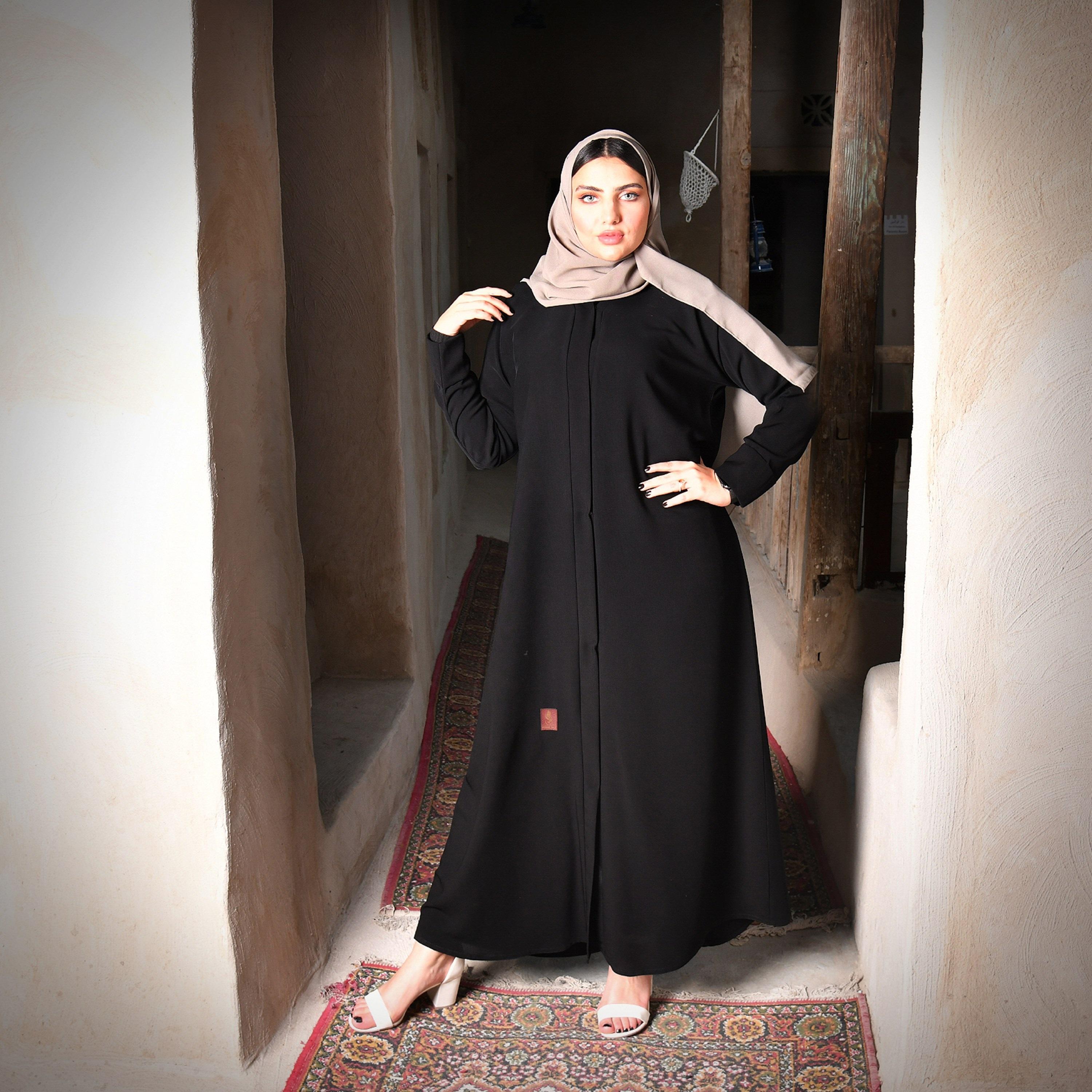 Hawraa Plain Abaya with Hijab-women-arabicclothing-abayas-image-1