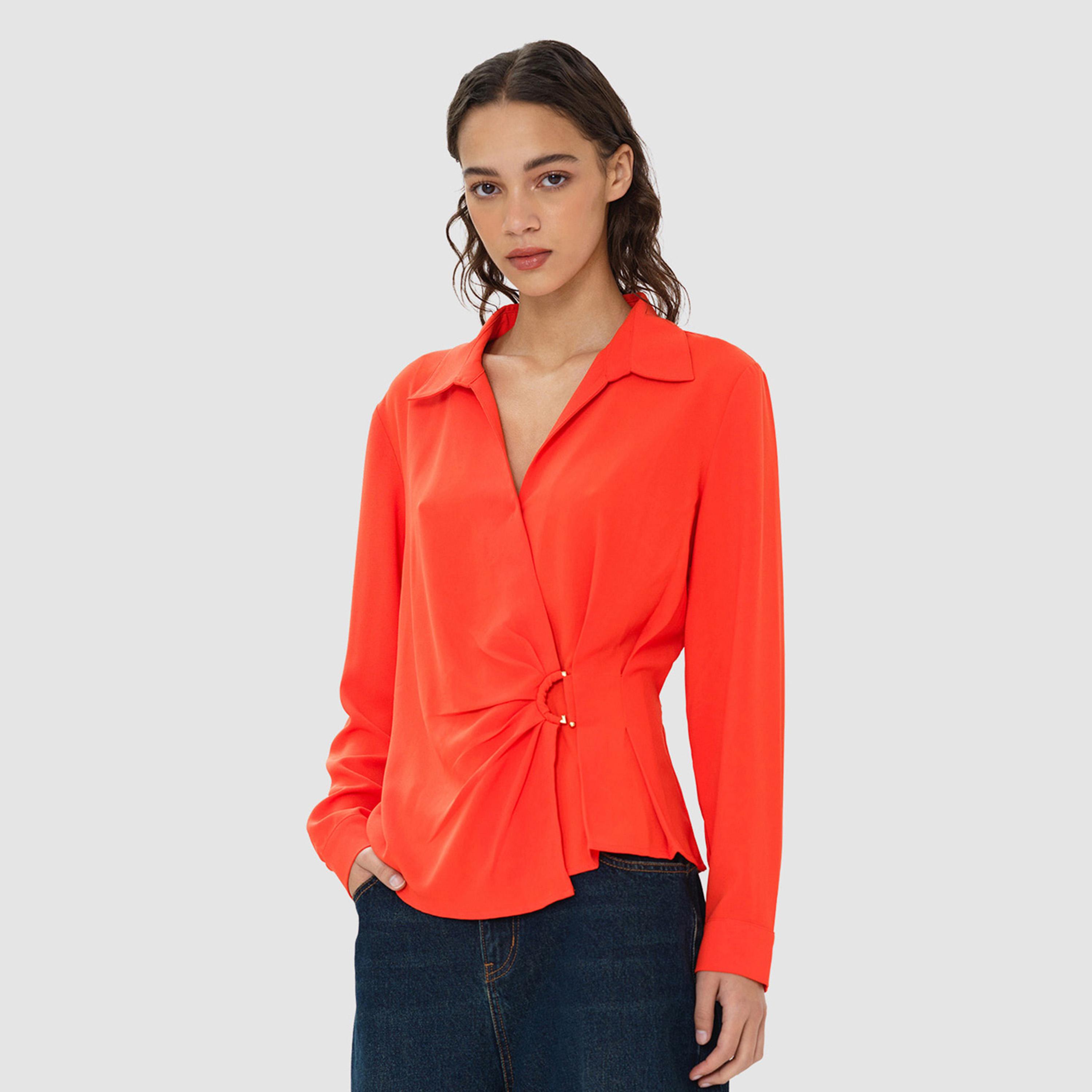 قميص نسائي بياقة لون برتقالي من فرينش كونكشن-women-clothing-shirtsandblouses-shirts-image-1