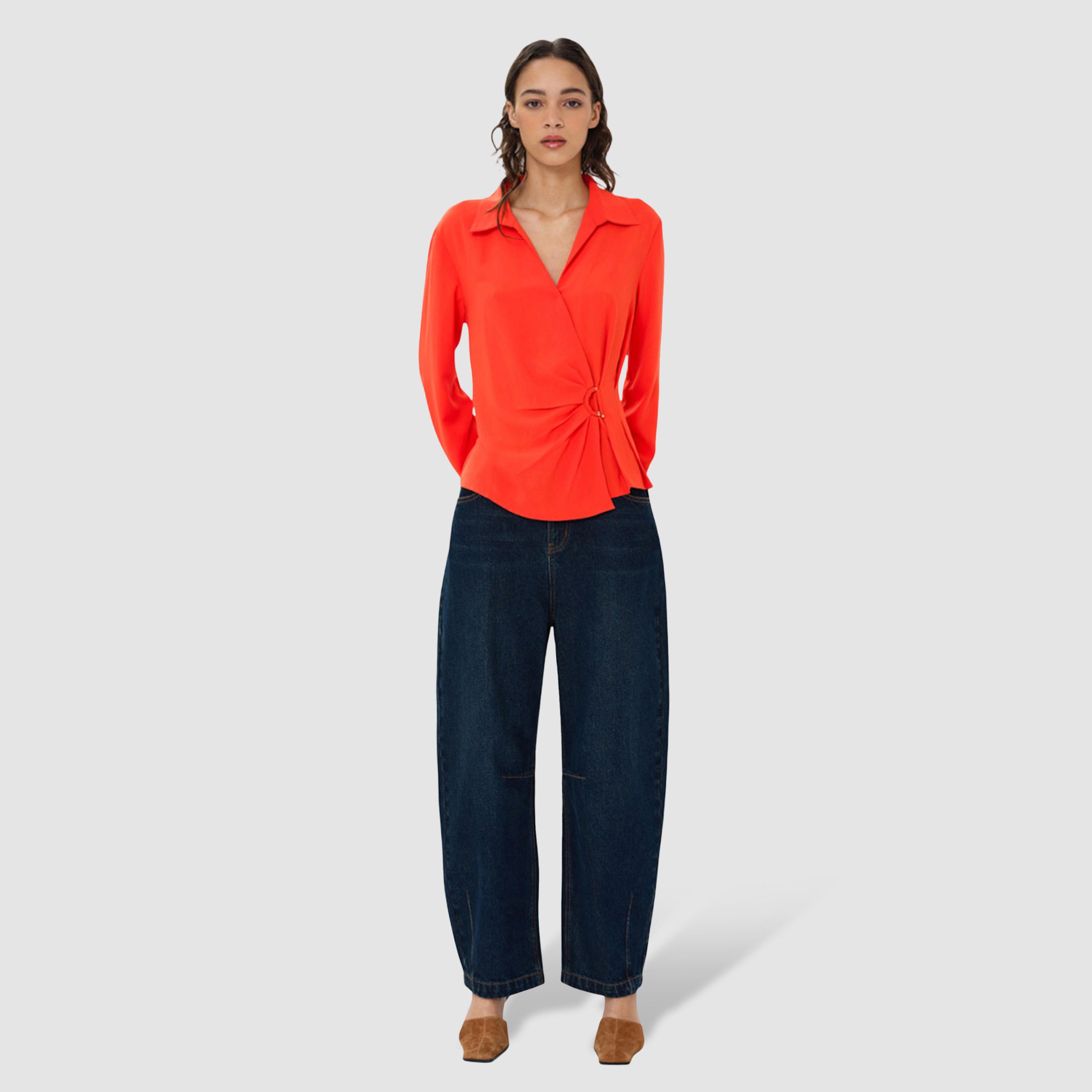 قميص نسائي بياقة لون برتقالي من فرينش كونكشن-women-clothing-shirtsandblouses-shirts-image-2