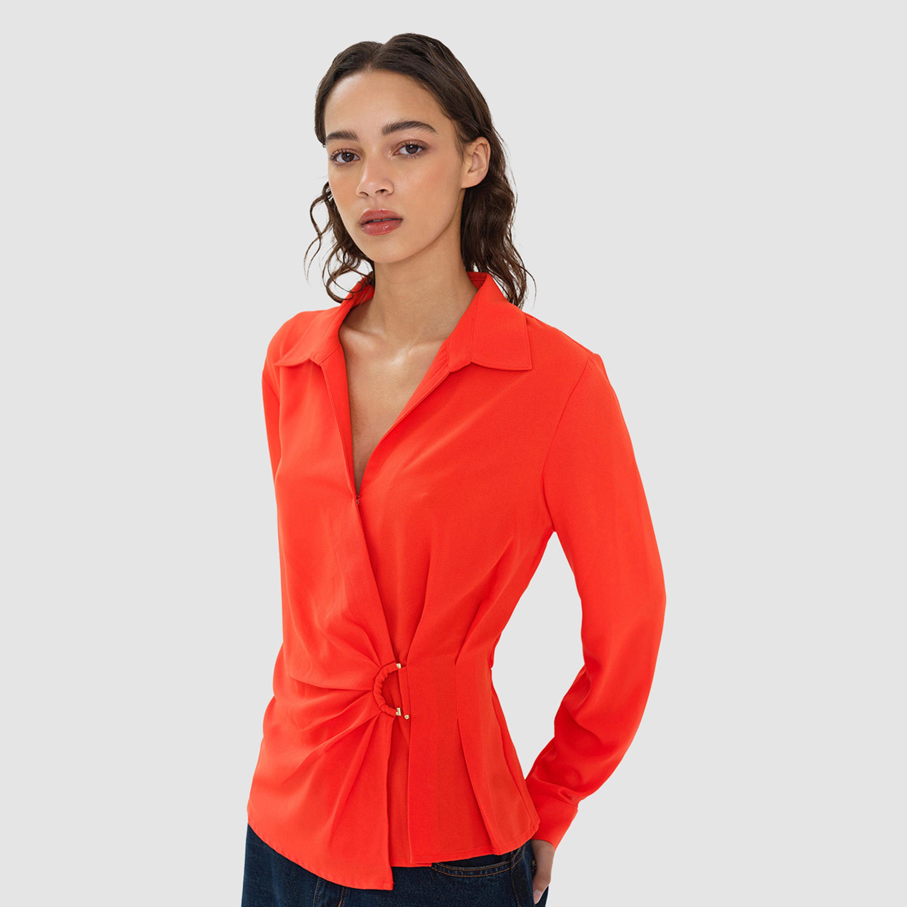قميص نسائي بياقة لون برتقالي من فرينش كونكشن-women-clothing-shirtsandblouses-shirts-image-4
