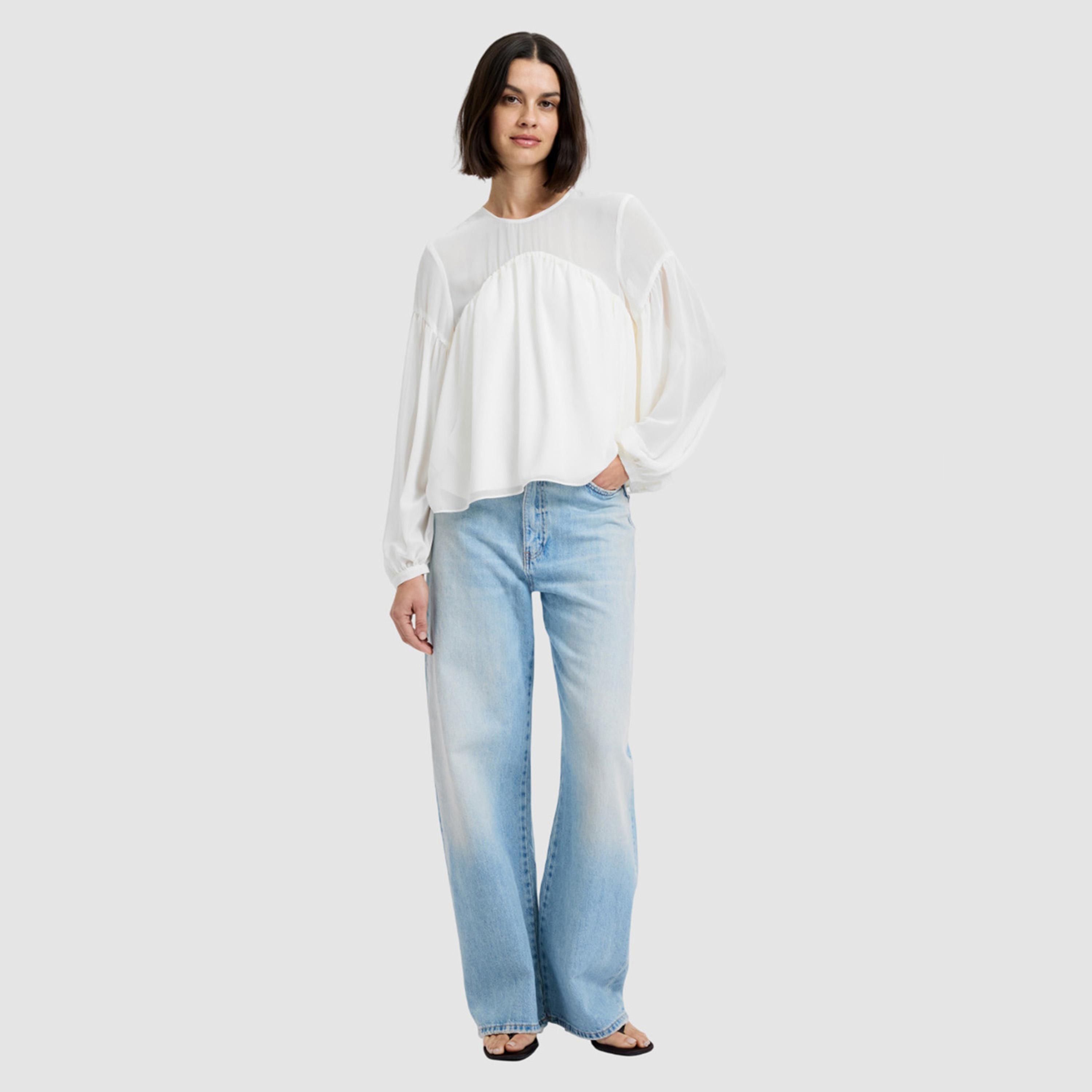 بلوزة نسائية بأكمام بالون منسدلة لون أبيض من فرينش كونكشن-women-clothing-shirtsandblouses-blouses-image-2