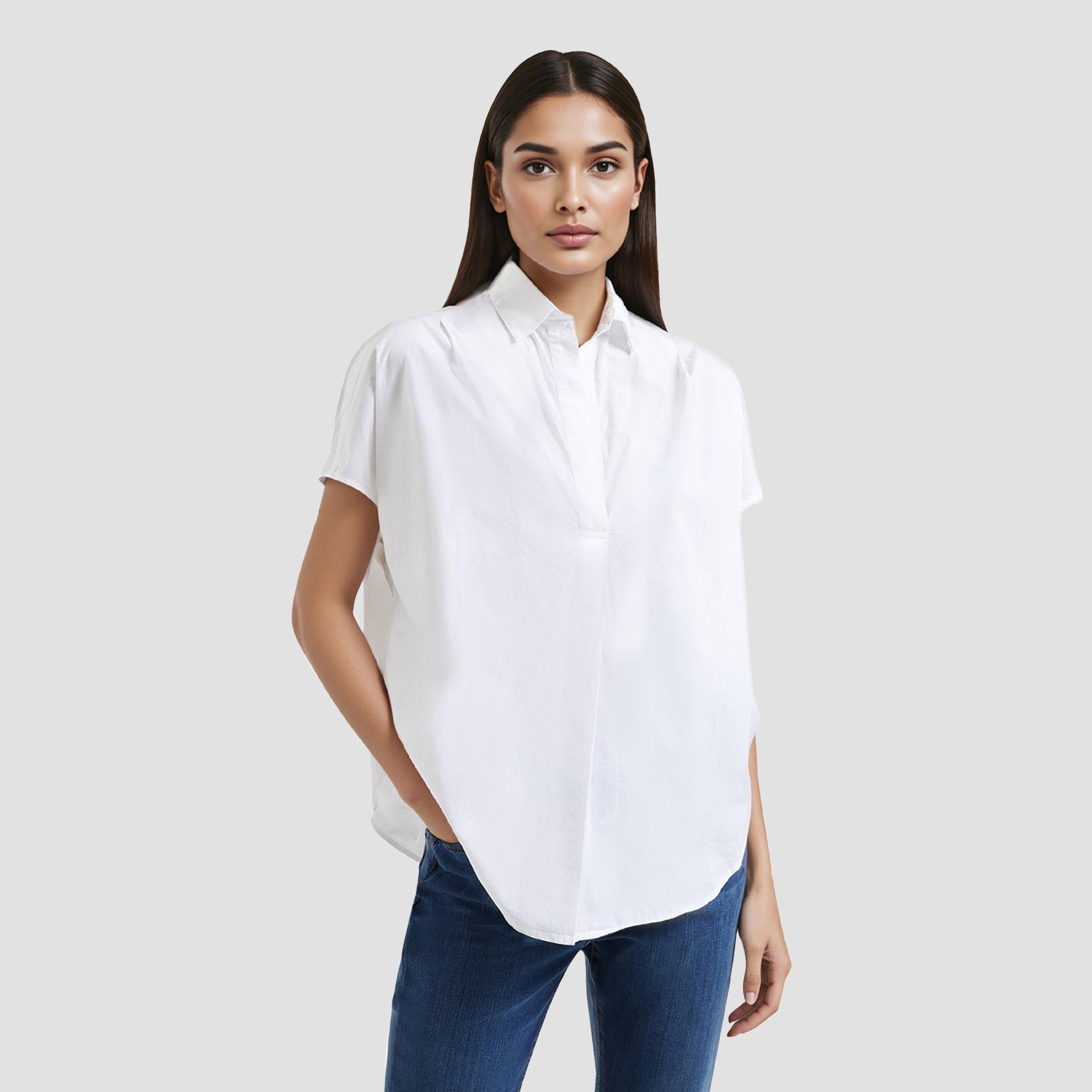 French Connection White Cotton Collared Women's Shirt-women-clothing-shirtsandblouses-shirts-image-1