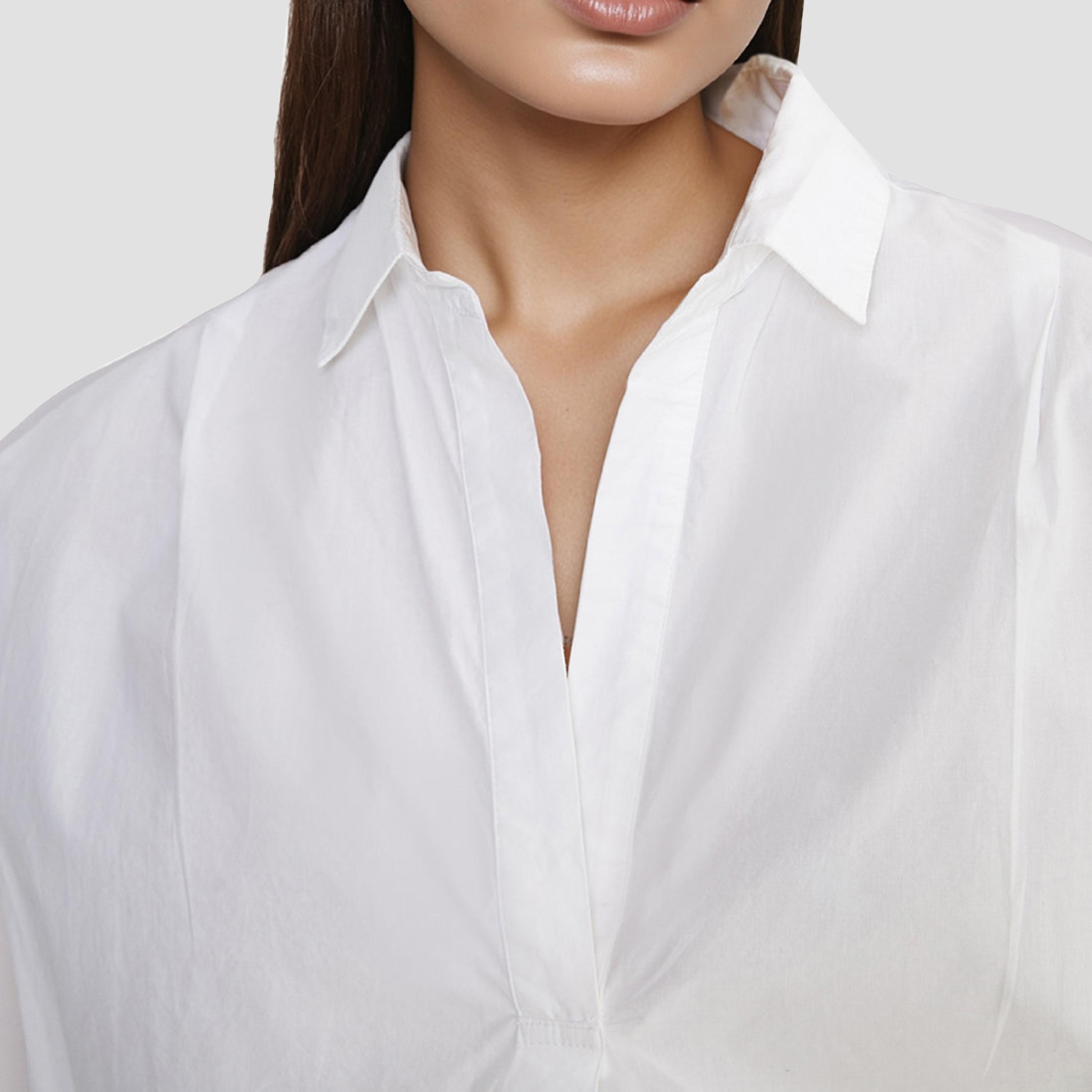 French Connection White Cotton Collared Women's Shirt-women-clothing-shirtsandblouses-shirts-image-4