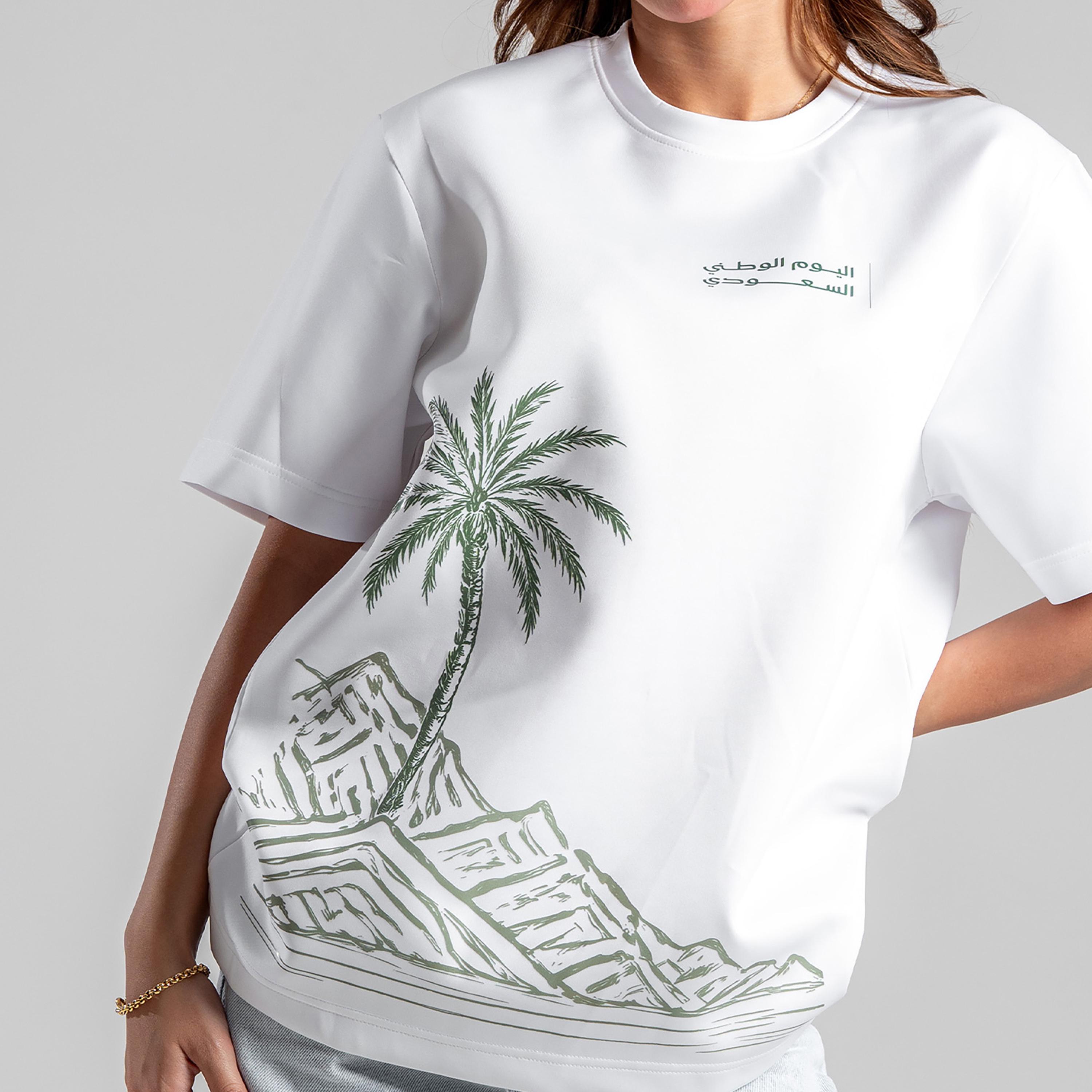 sanefn Palm Oasis Print Crew Neck Short Sleeves Women's National Day T-Shirt-women-clothing-tshirts-image-4