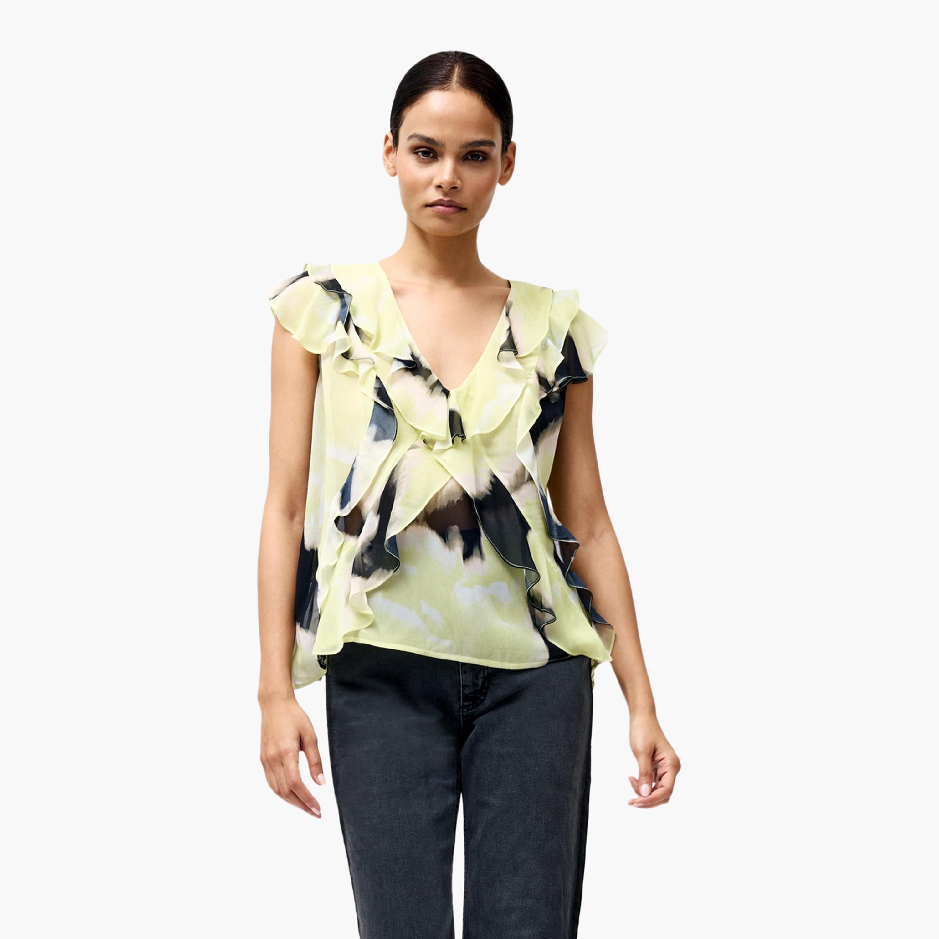 French Connection Yellow Tie-Dye Women's Top-women-clothing-shirtsandblouses-blouses-image-1
