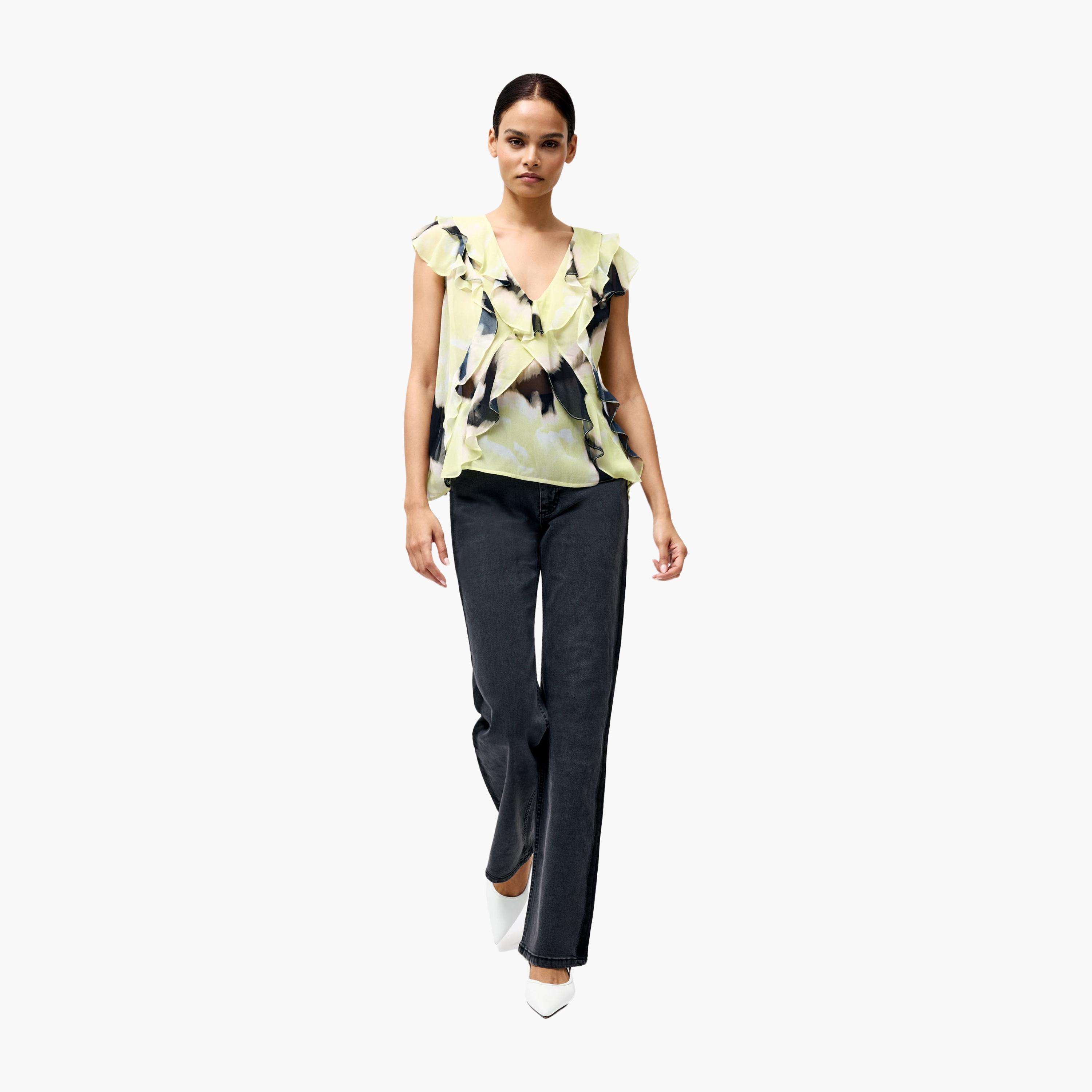 French Connection Yellow Tie-Dye Women's Top-women-clothing-shirtsandblouses-blouses-image-2
