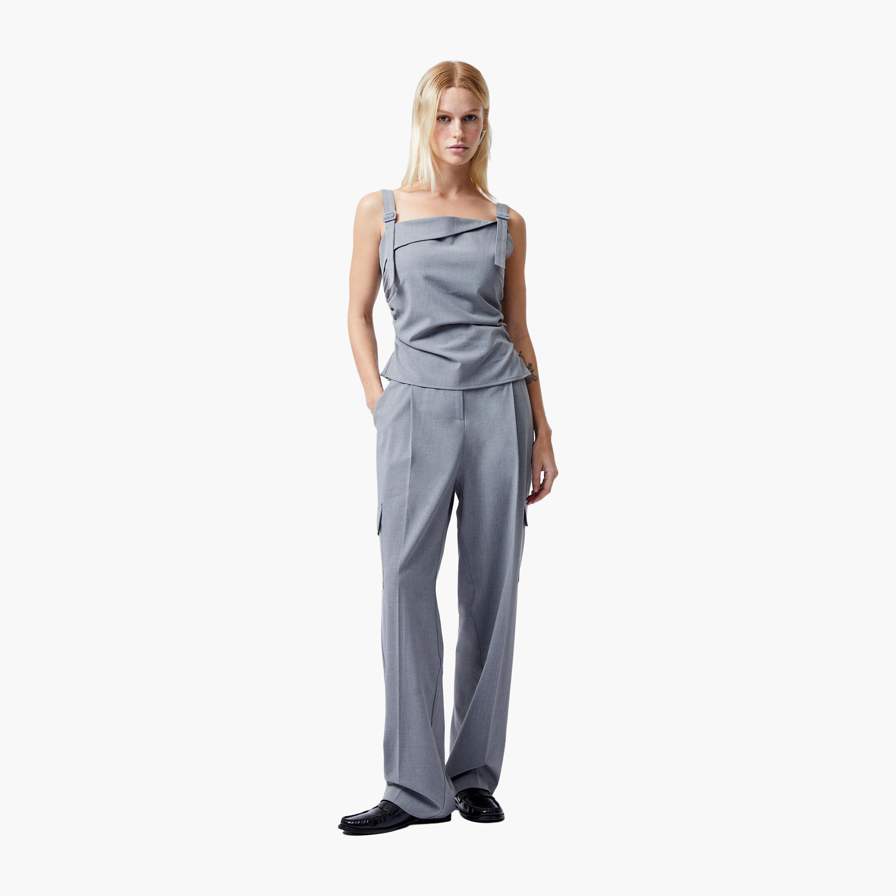 French Connection Grey Square Neck Women's Top-women-clothing-shirtsandblouses-blouses-image-2
