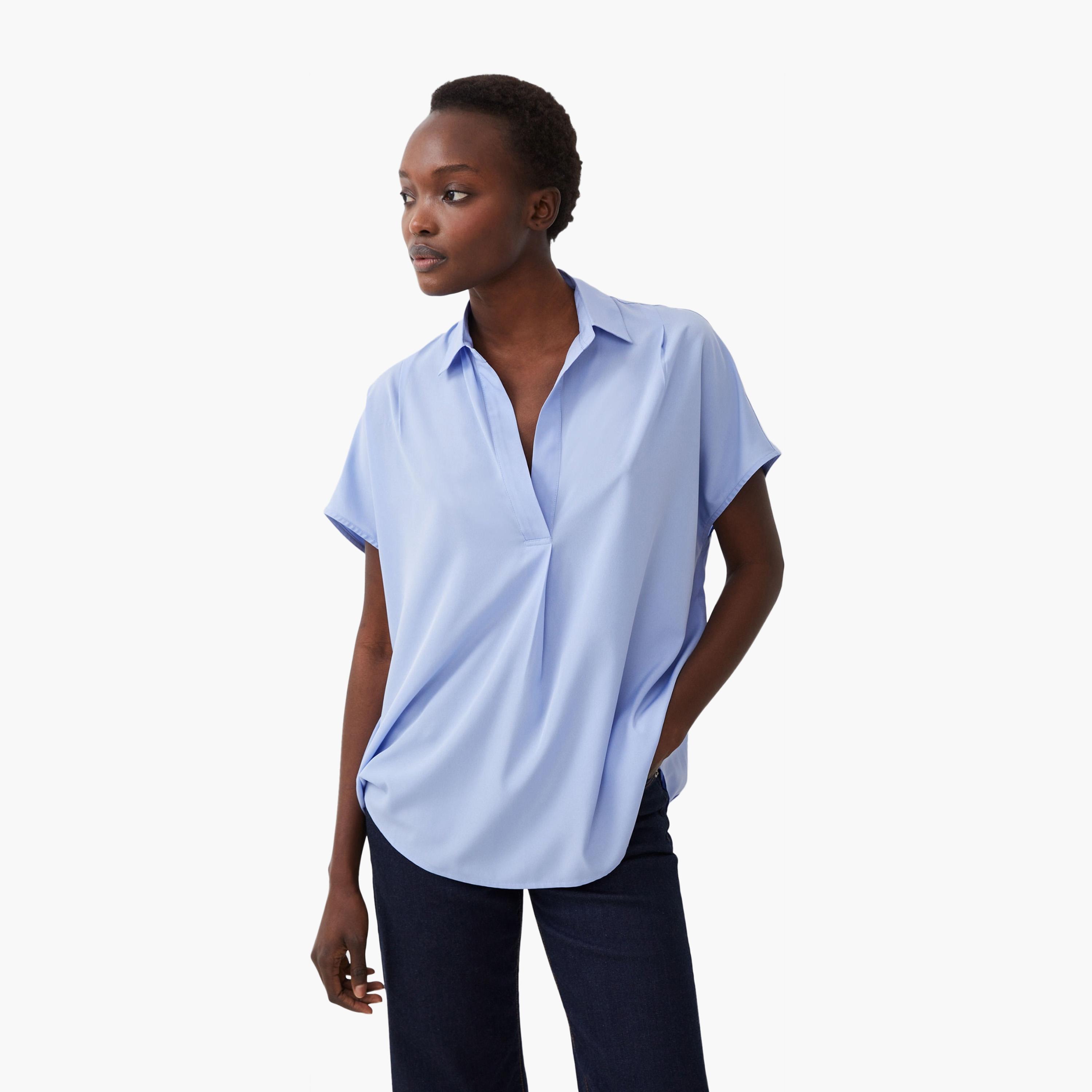 قميص نسائي بياقة من فرينش كونيكشن-women-clothing-shirtsandblouses-shirts-image-1