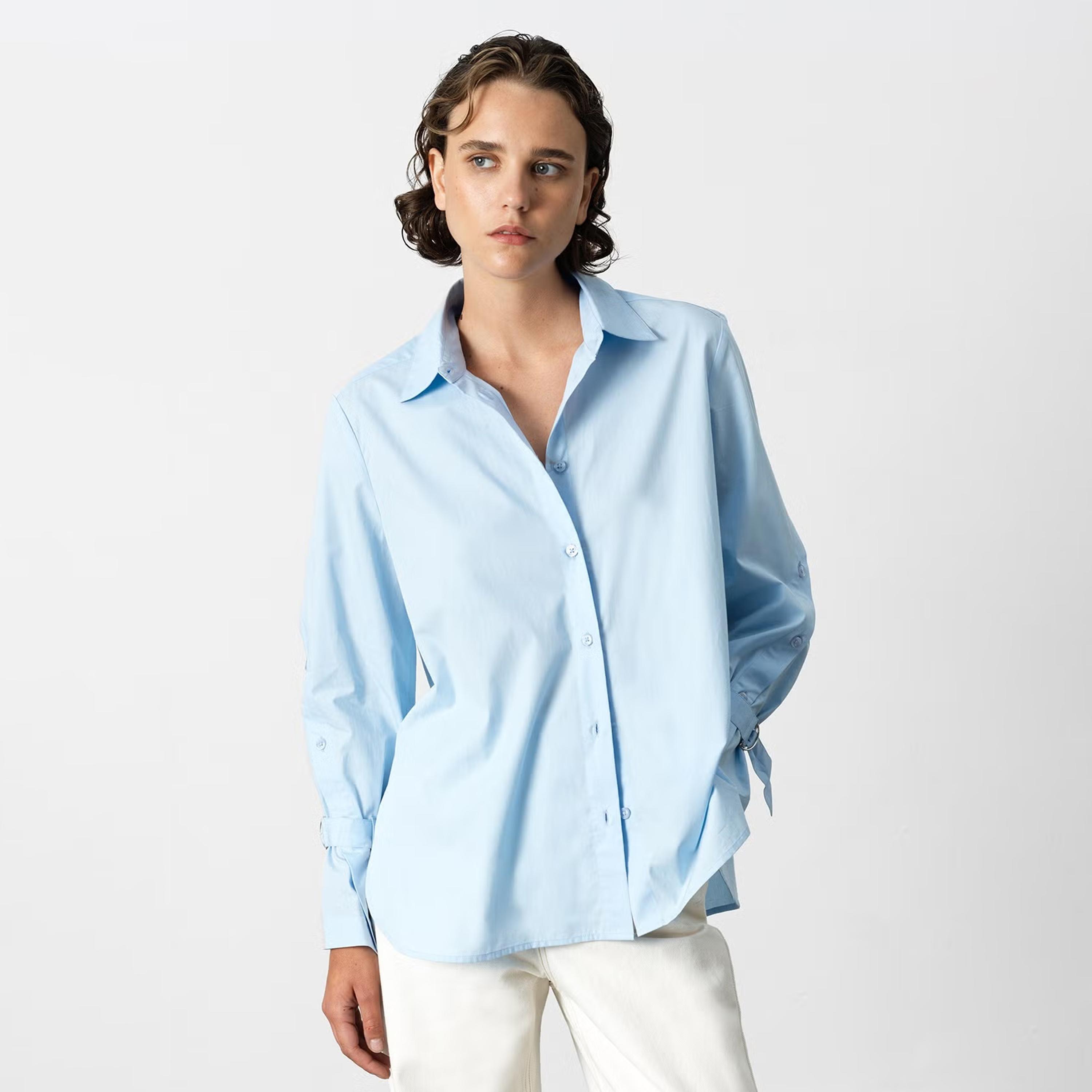 French Connection Blue Cotton Collared Women's Shirt-women-clothing-shirtsandblouses-shirts-image-1