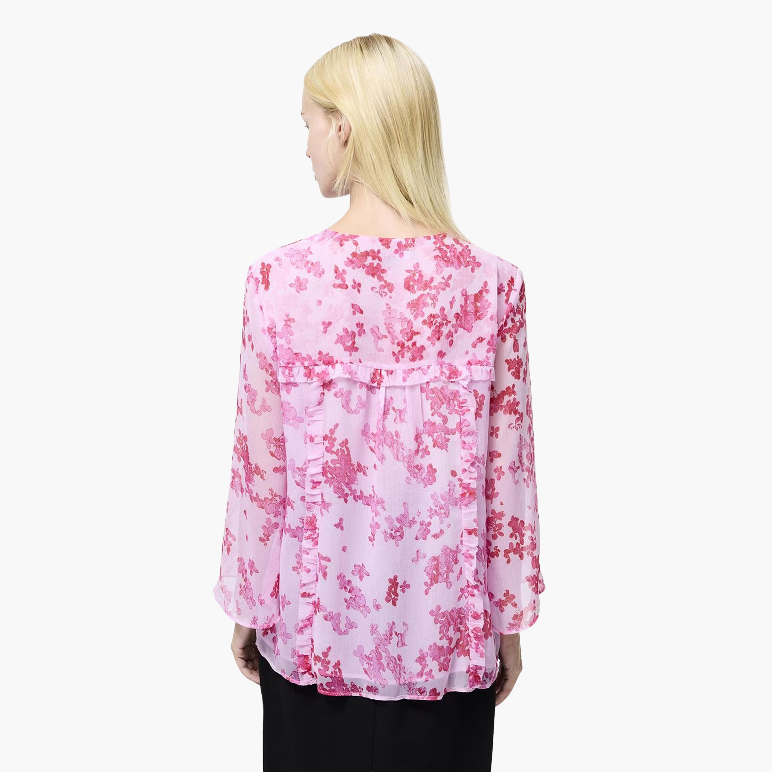 French Connection Pink Floral Print Flared Sleeves Women's Top-women-clothing-shirtsandblouses-blouses-image-3