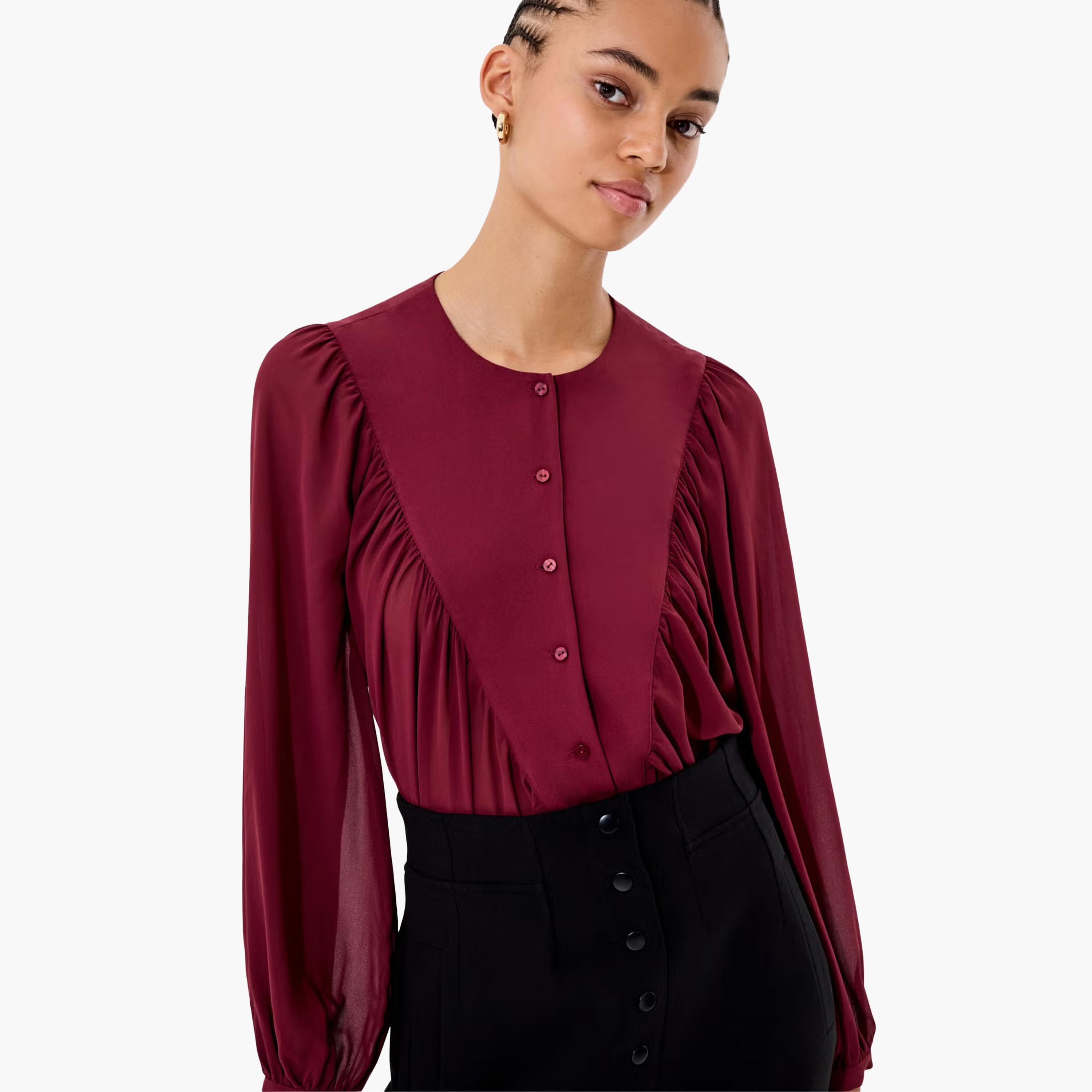 French Connection Red Ruched Women's Top-women-clothing-shirtsandblouses-blouses-image-4