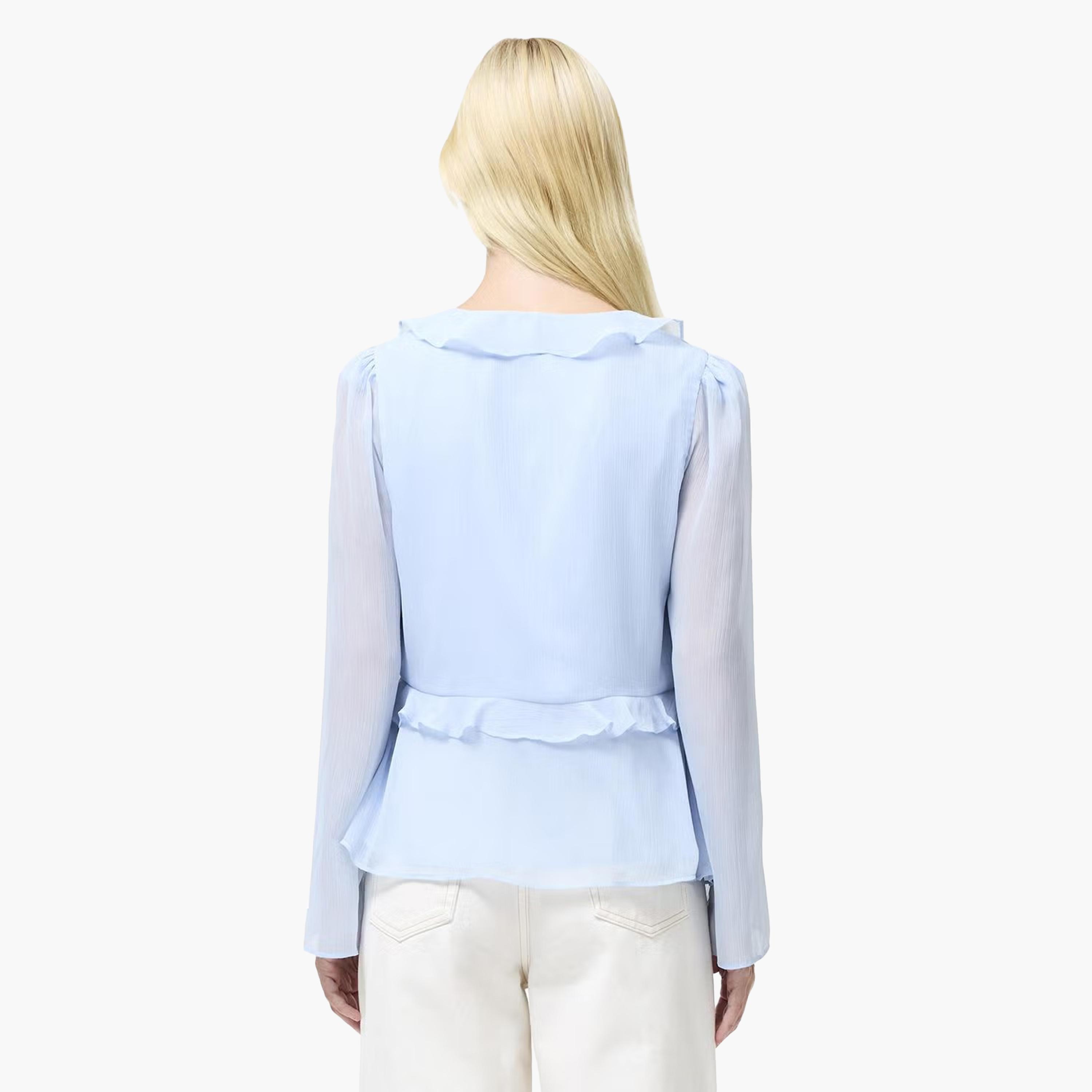 French Connection Blue Textured Women's Peplum Top-women-clothing-shirtsandblouses-blouses-image-3