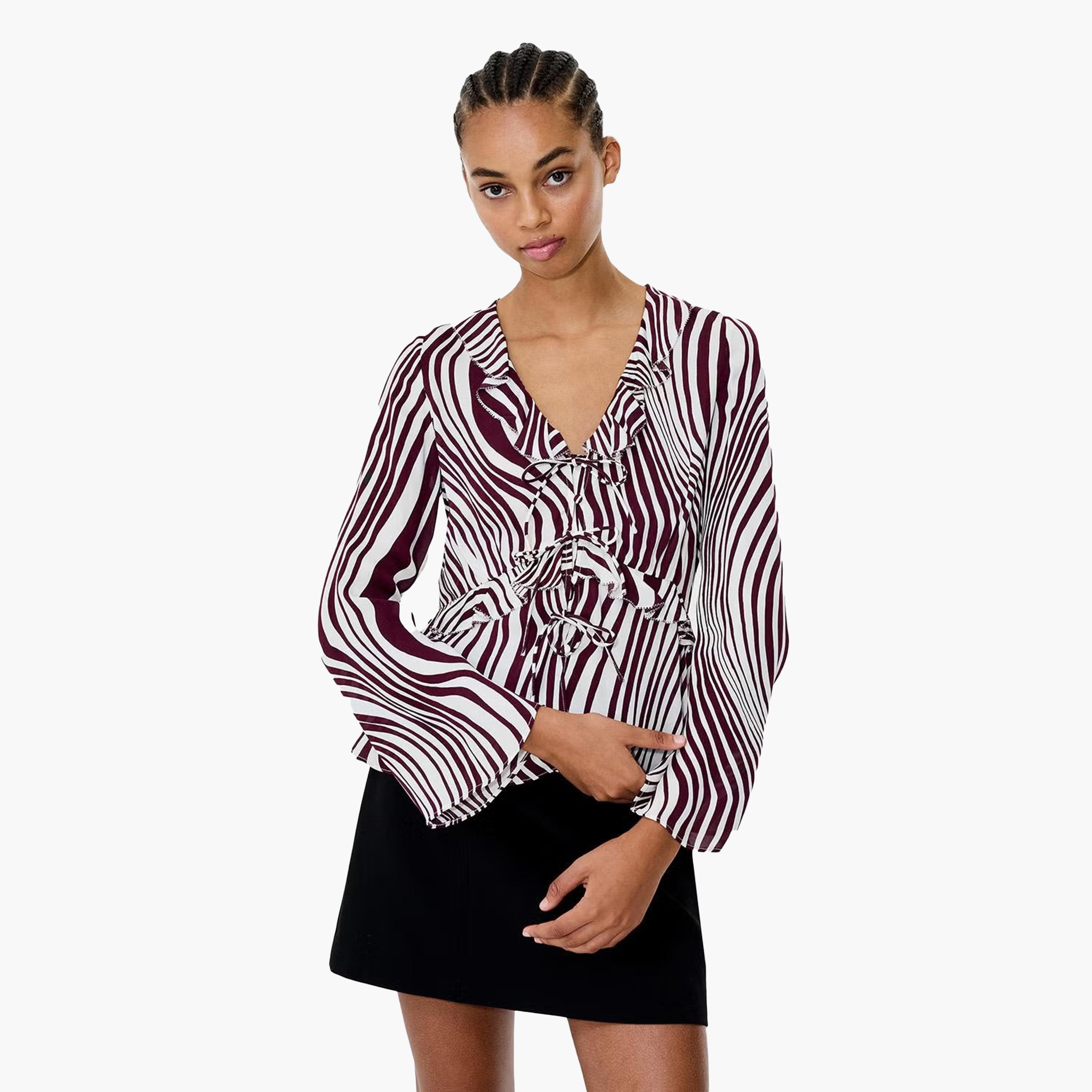 French Connection Purple Swirl Print Women's Top-women-clothing-shirtsandblouses-blouses-image-1