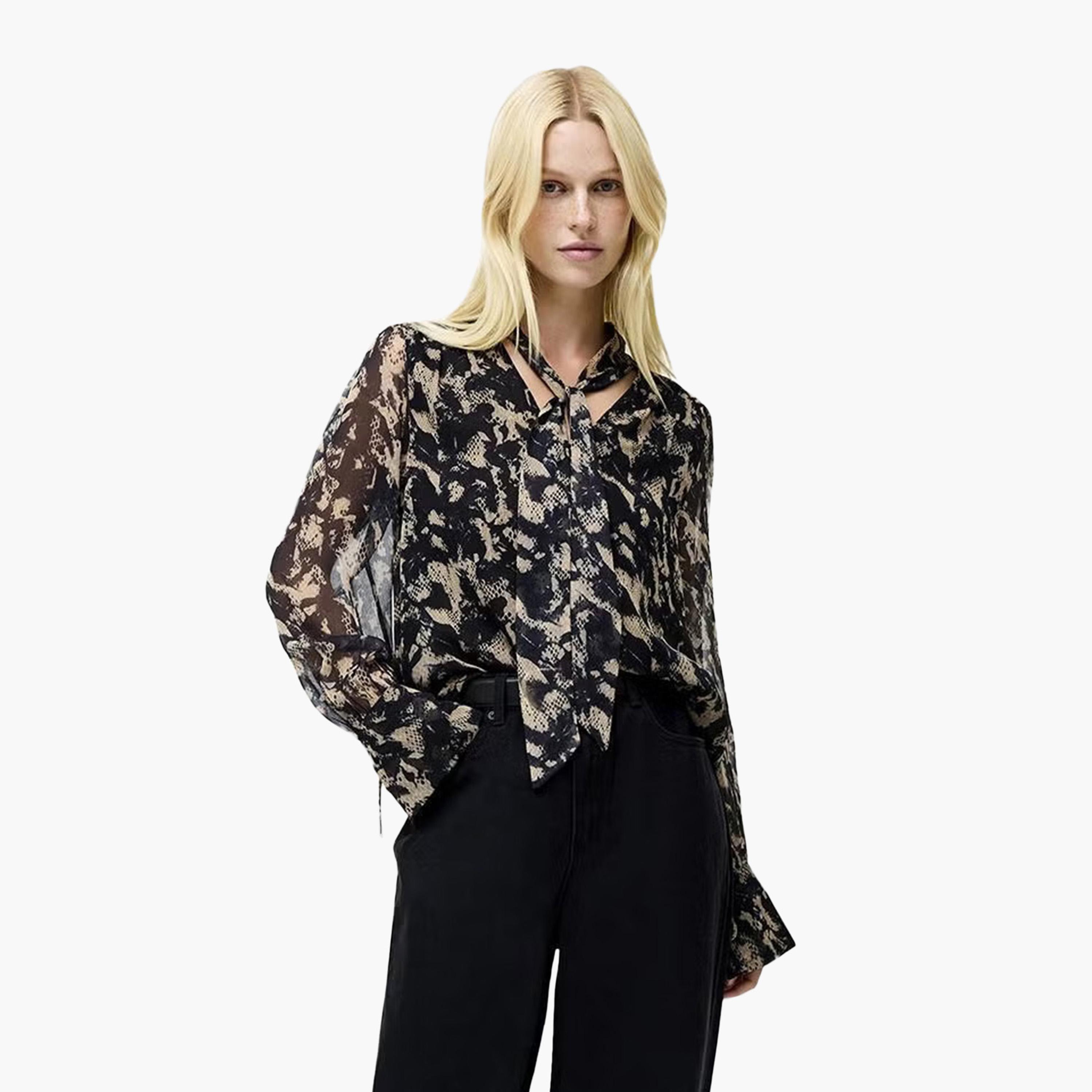 French Connection Black Snake Print Women's Top-women-clothing-shirtsandblouses-blouses-image-1