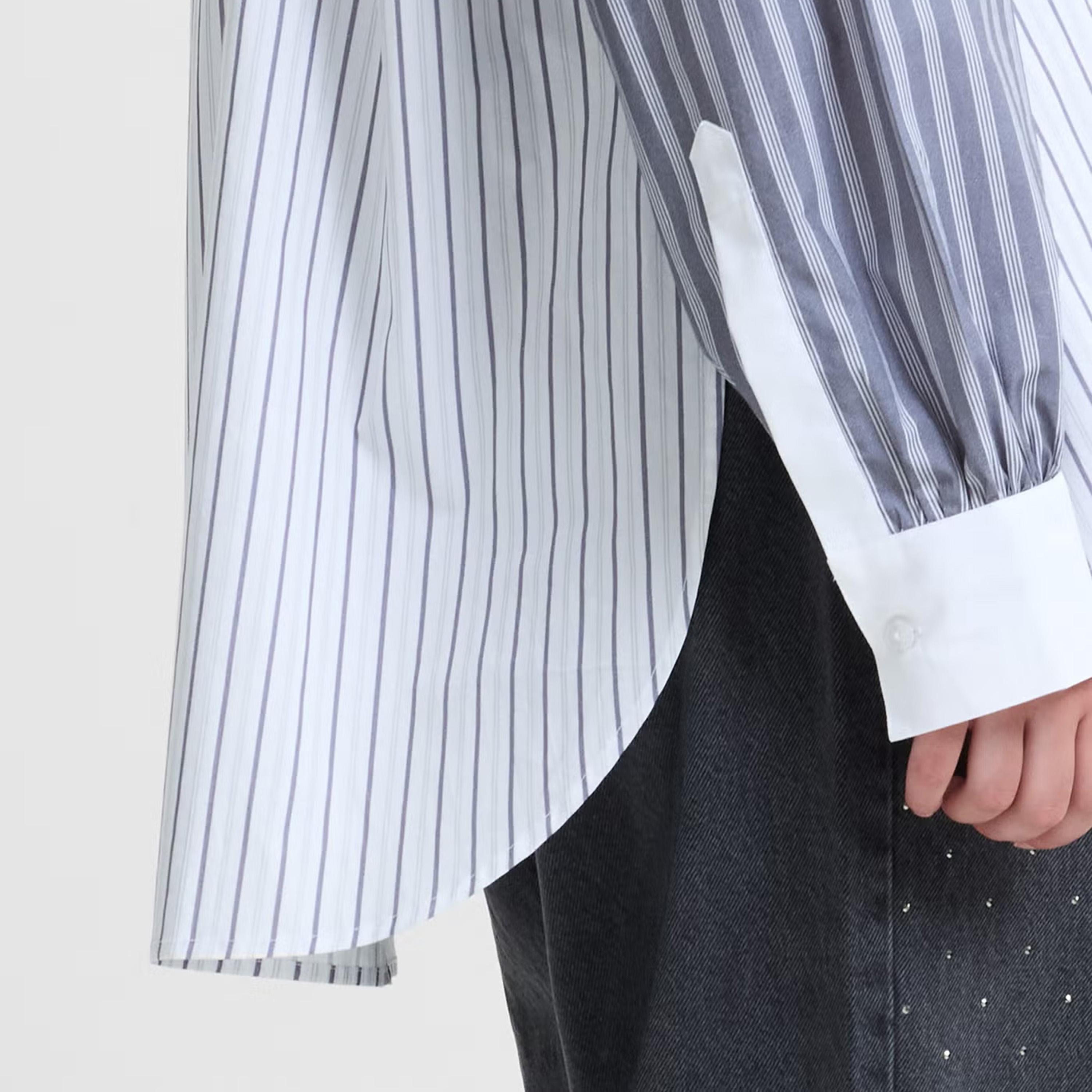 قميص قطن حريمي بياقة بتصميم كتل ألوان ومخطط باللون الأبيض من فرينش كونكشن-women-clothing-shirtsandblouses-shirts-image-5