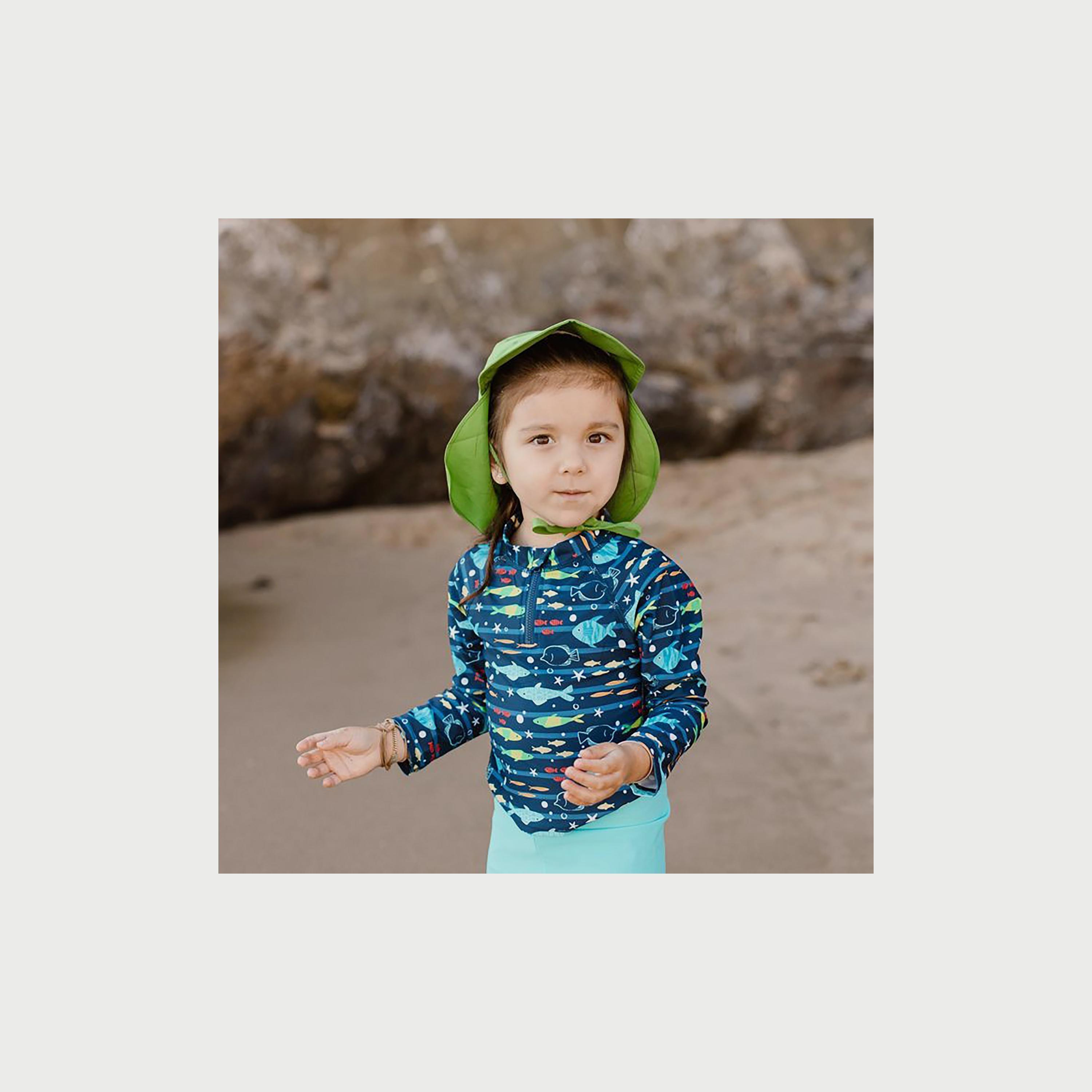 Green Sprouts Long Sleeve Zip Rashguard Shirt - Navy Fish-baby-boys-clothing-swimwear-image-3