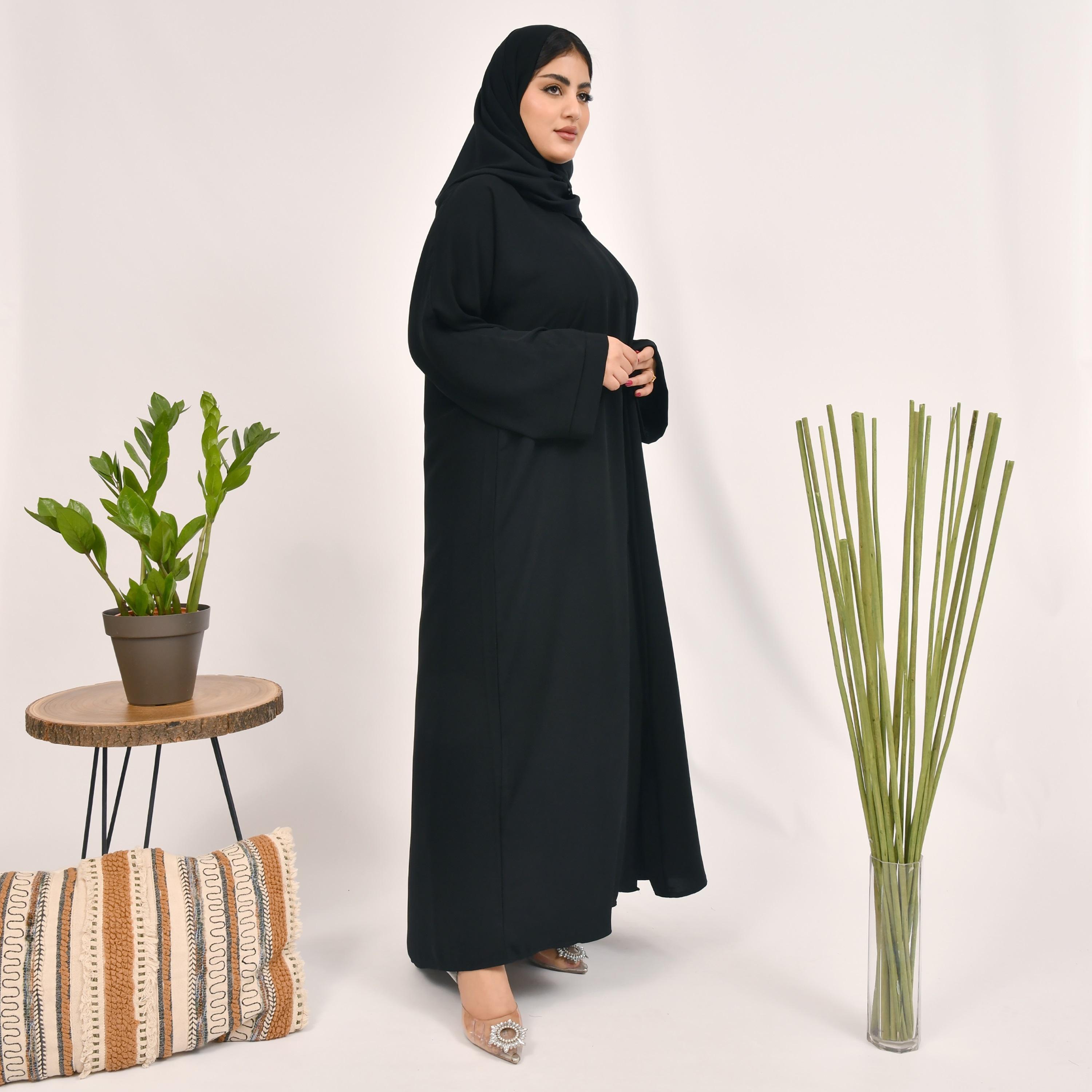 Hawraa Plain Abaya with Hijab-women-arabicclothing-abayas-image-1