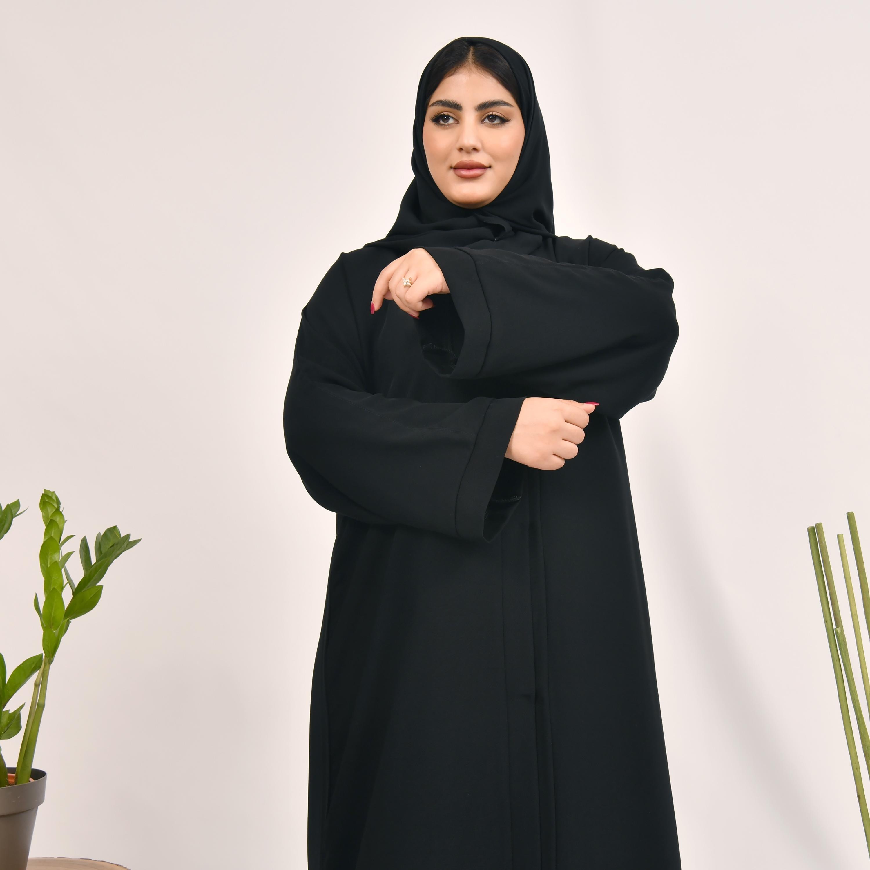 Hawraa Plain Abaya with Hijab-women-arabicclothing-abayas-image-2