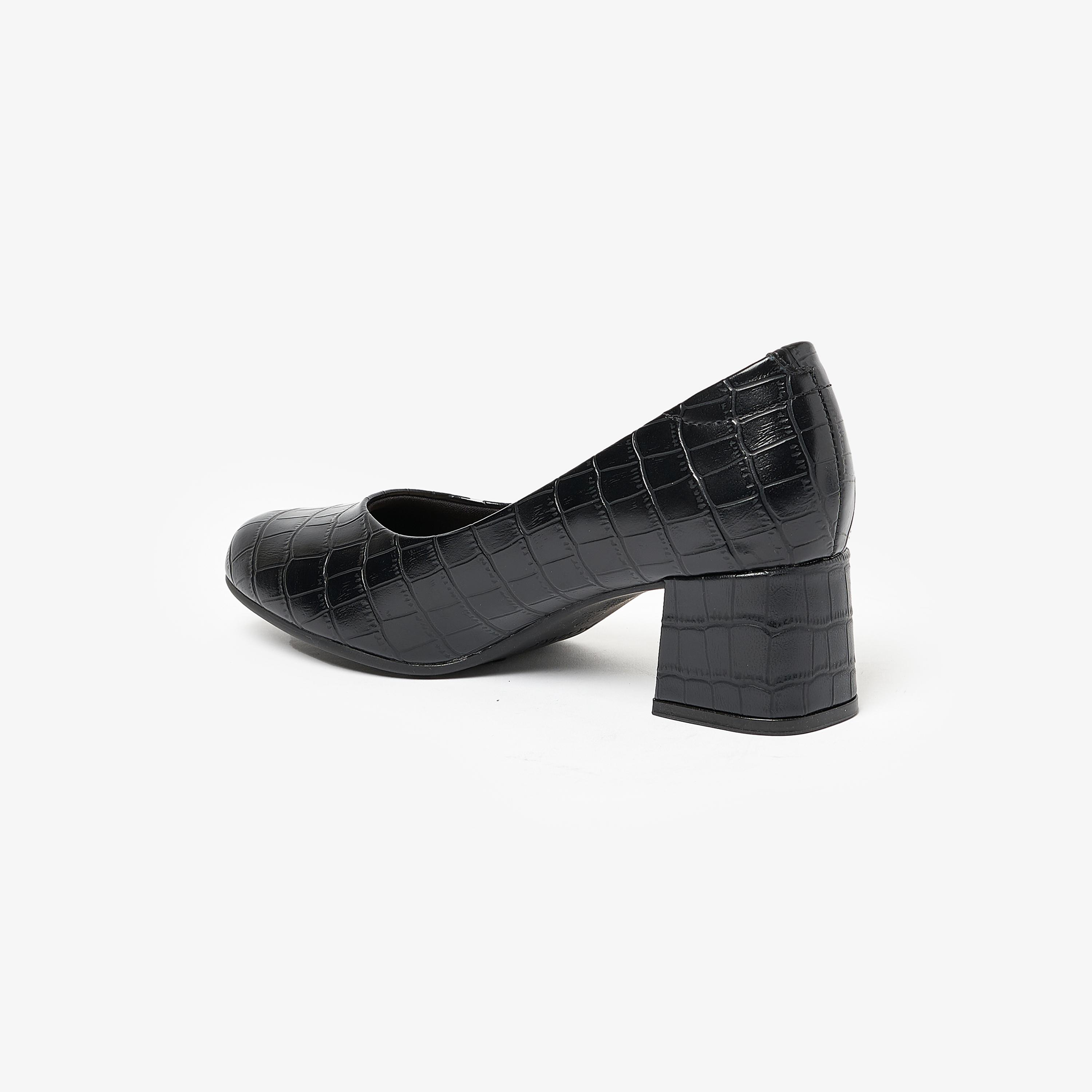 حذاء بامبز نسائي من موداري بكعب عريض ومنسوج من جلد التمساح | 7373-100-25671-women-shoes-heels-image-3