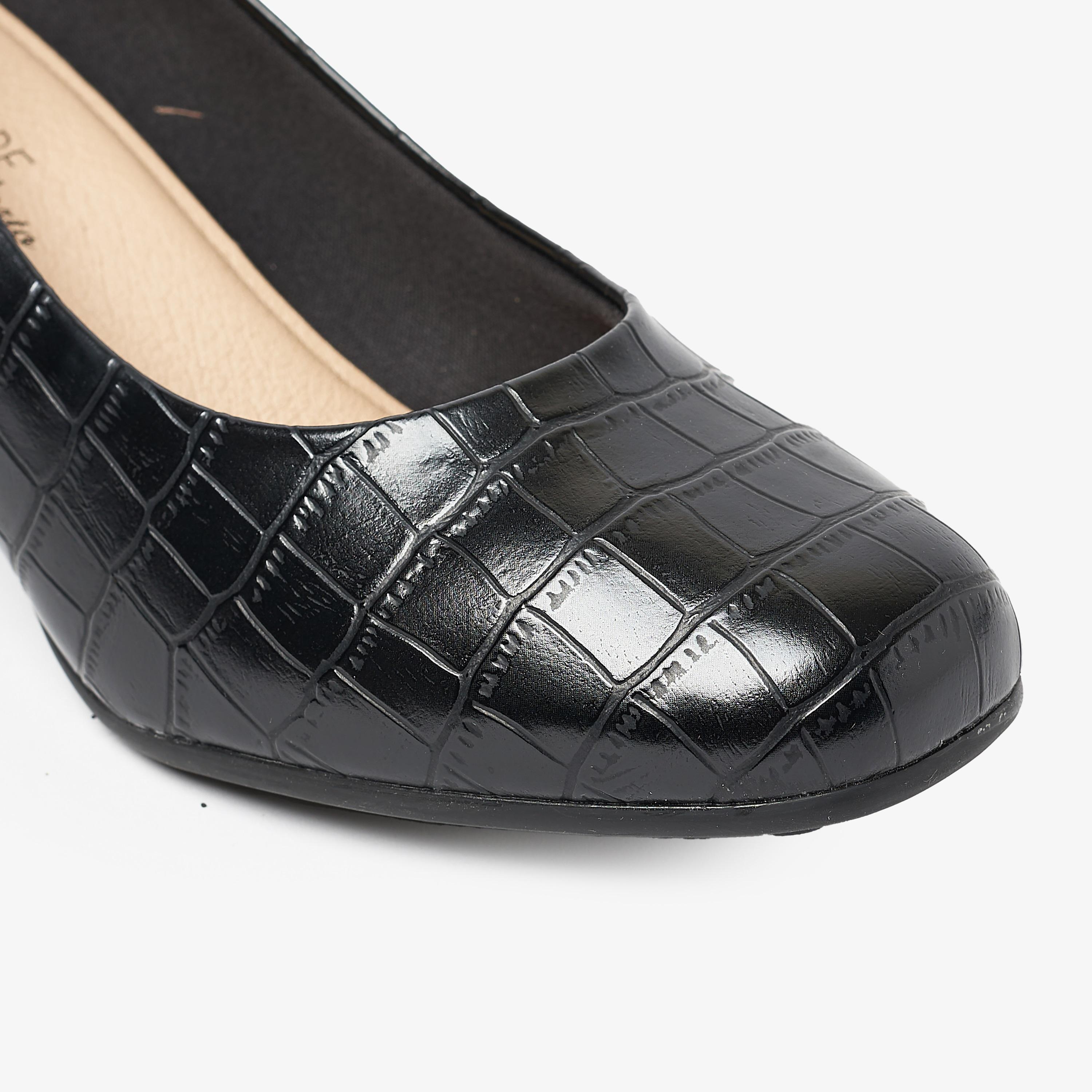 حذاء بامبز نسائي من موداري بكعب عريض ومنسوج من جلد التمساح | 7373-100-25671-women-shoes-heels-image-5