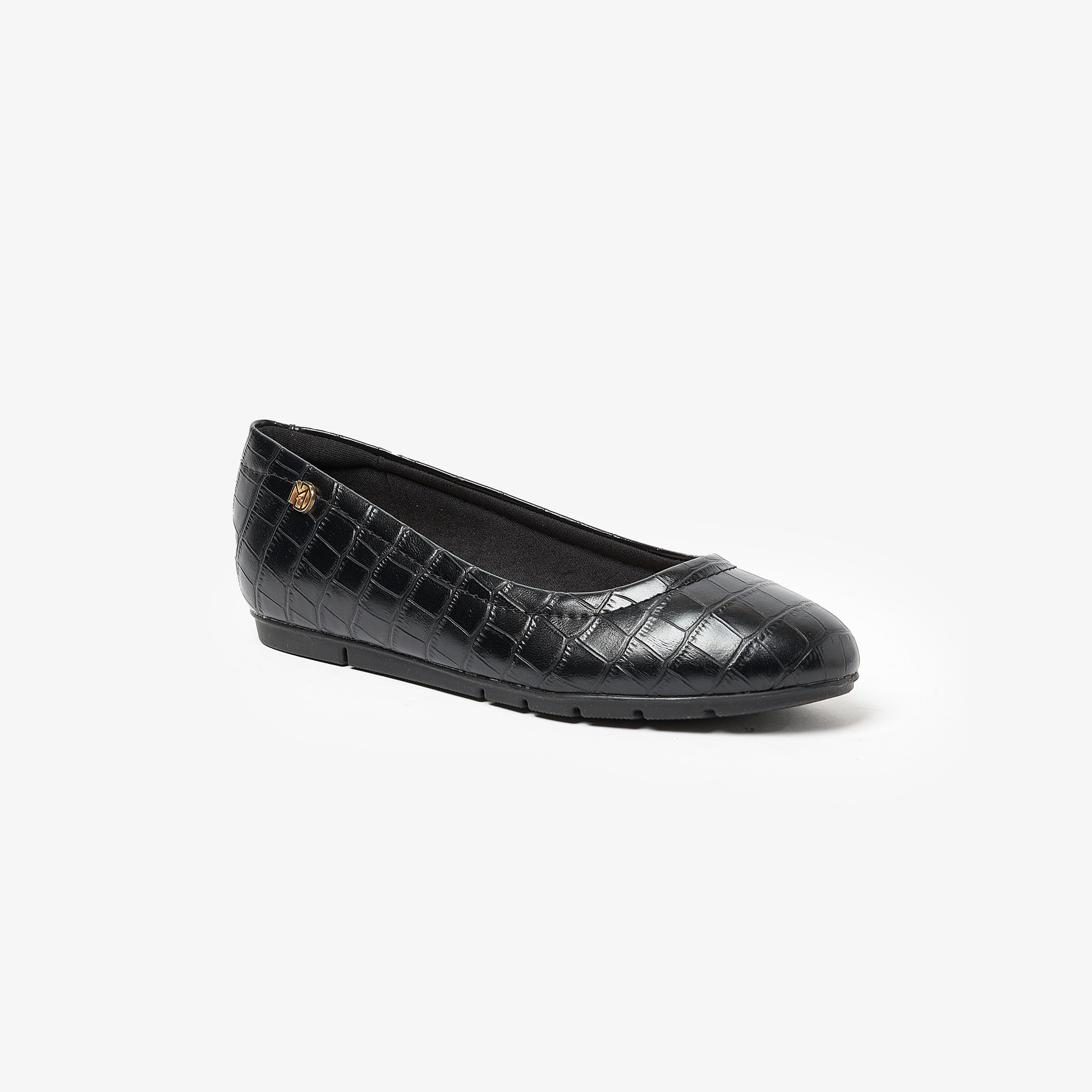 حذاء باليرينا نسائي من موداري بمقدمة مستديرة من جلد التمساح | 7385-100-25671-women-shoes-ballerinas-image-1