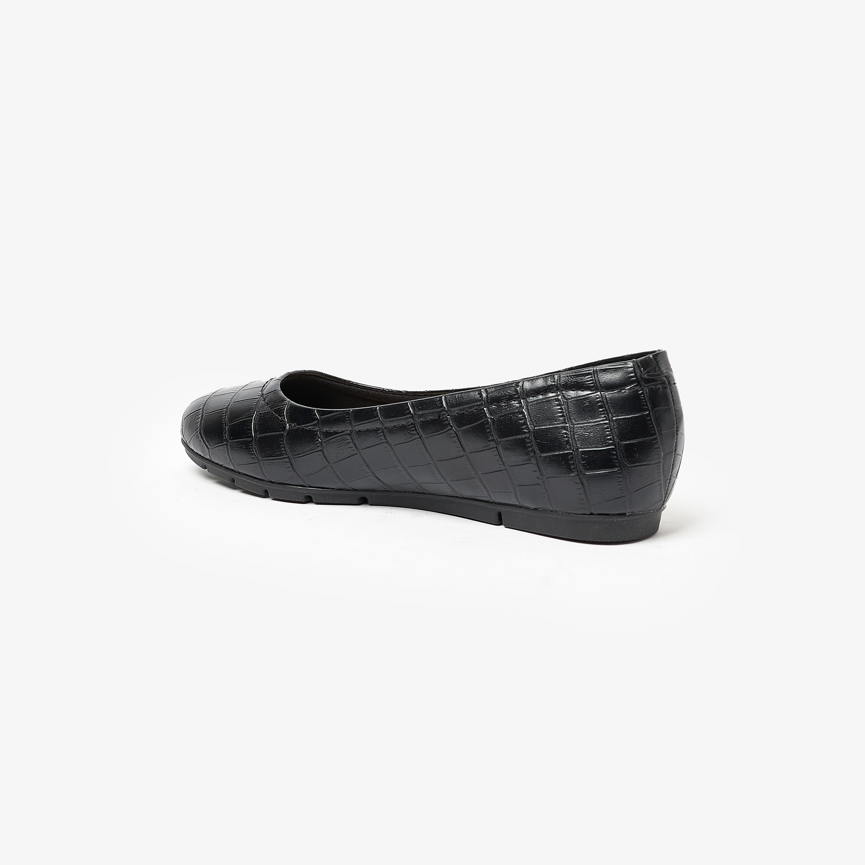 حذاء باليرينا نسائي من موداري بمقدمة مستديرة من جلد التمساح | 7385-100-25671-women-shoes-ballerinas-image-3