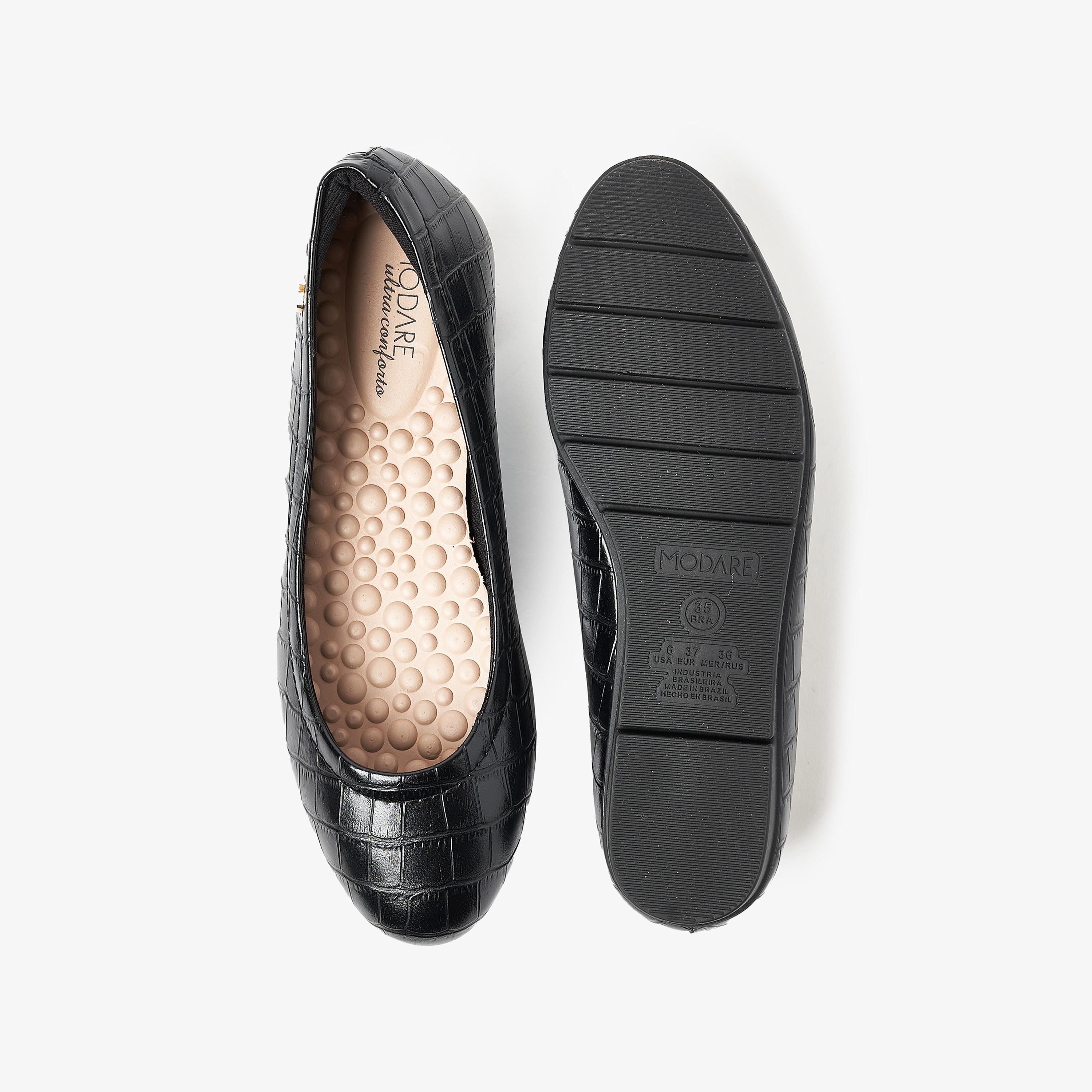 حذاء باليرينا نسائي من موداري بمقدمة مستديرة من جلد التمساح | 7385-100-25671-women-shoes-ballerinas-image-4