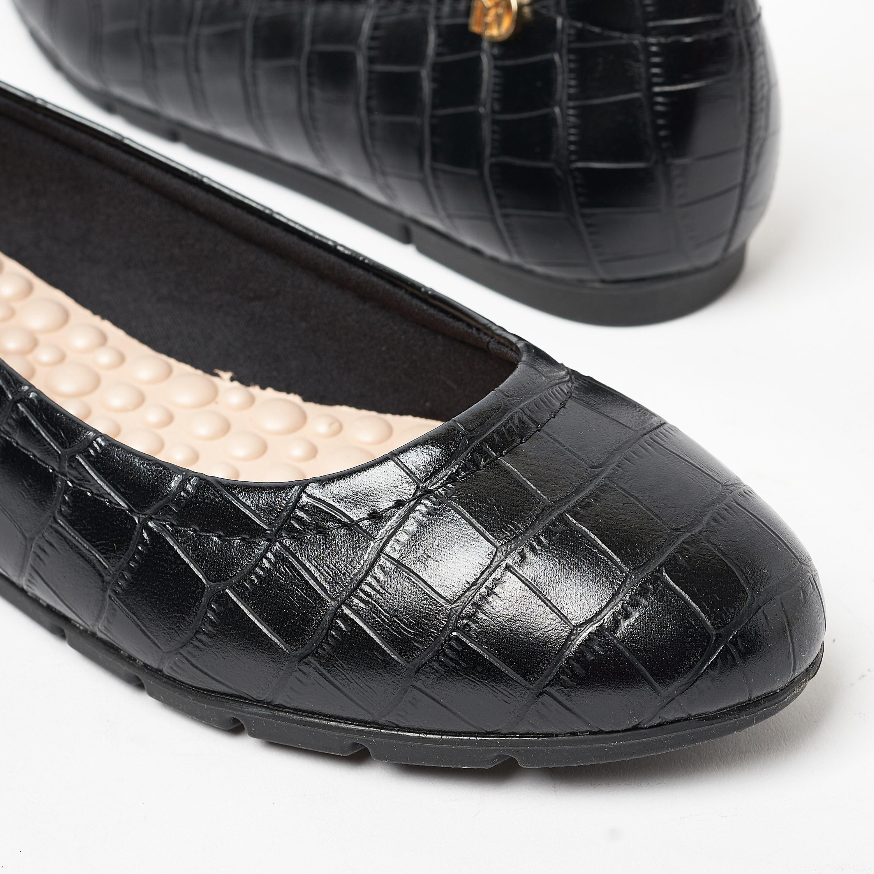 حذاء باليرينا نسائي من موداري بمقدمة مستديرة من جلد التمساح | 7385-100-25671-women-shoes-ballerinas-image-5