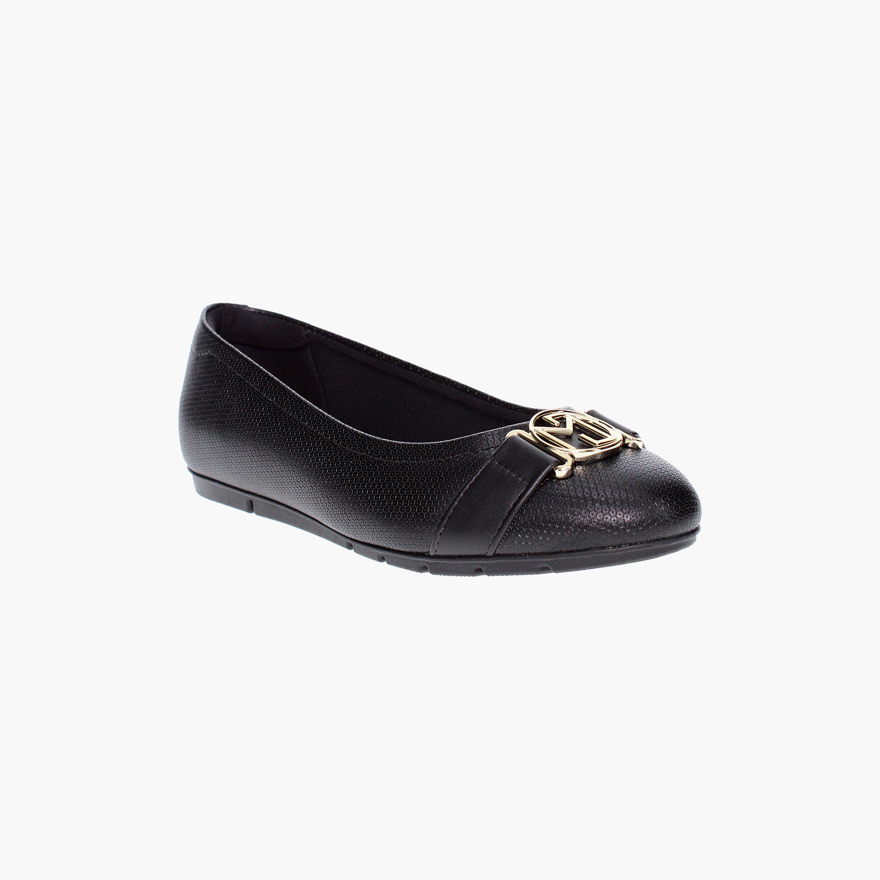 Modare by Geoomnii Women's Round Toe Ballerinas with Golden Buckle Detail | 7385-101-25930     -women-shoes-ballerinas-image-1