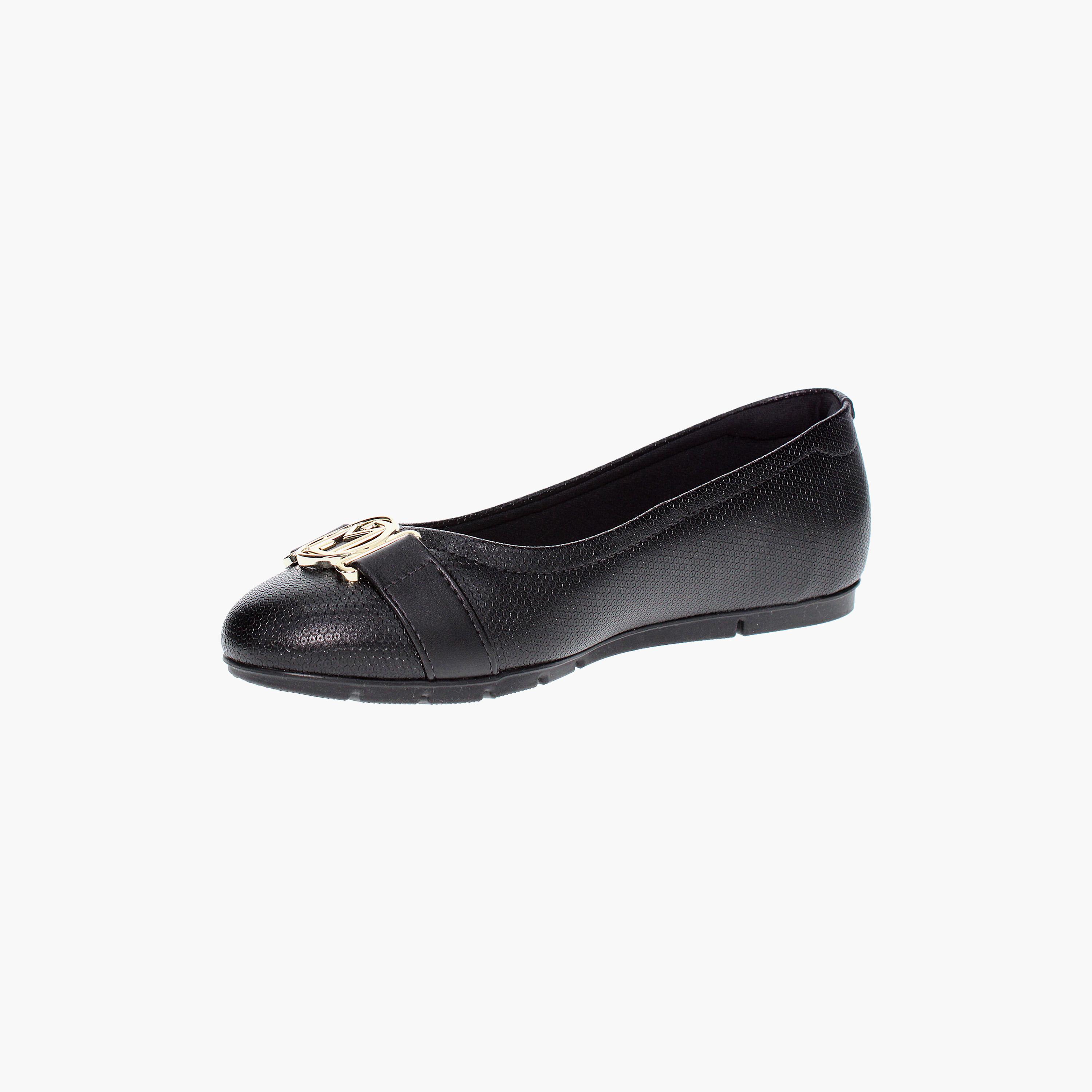 Modare by Geoomnii Women's Round Toe Ballerinas with Golden Buckle Detail | 7385-101-25930     -women-shoes-ballerinas-image-3
