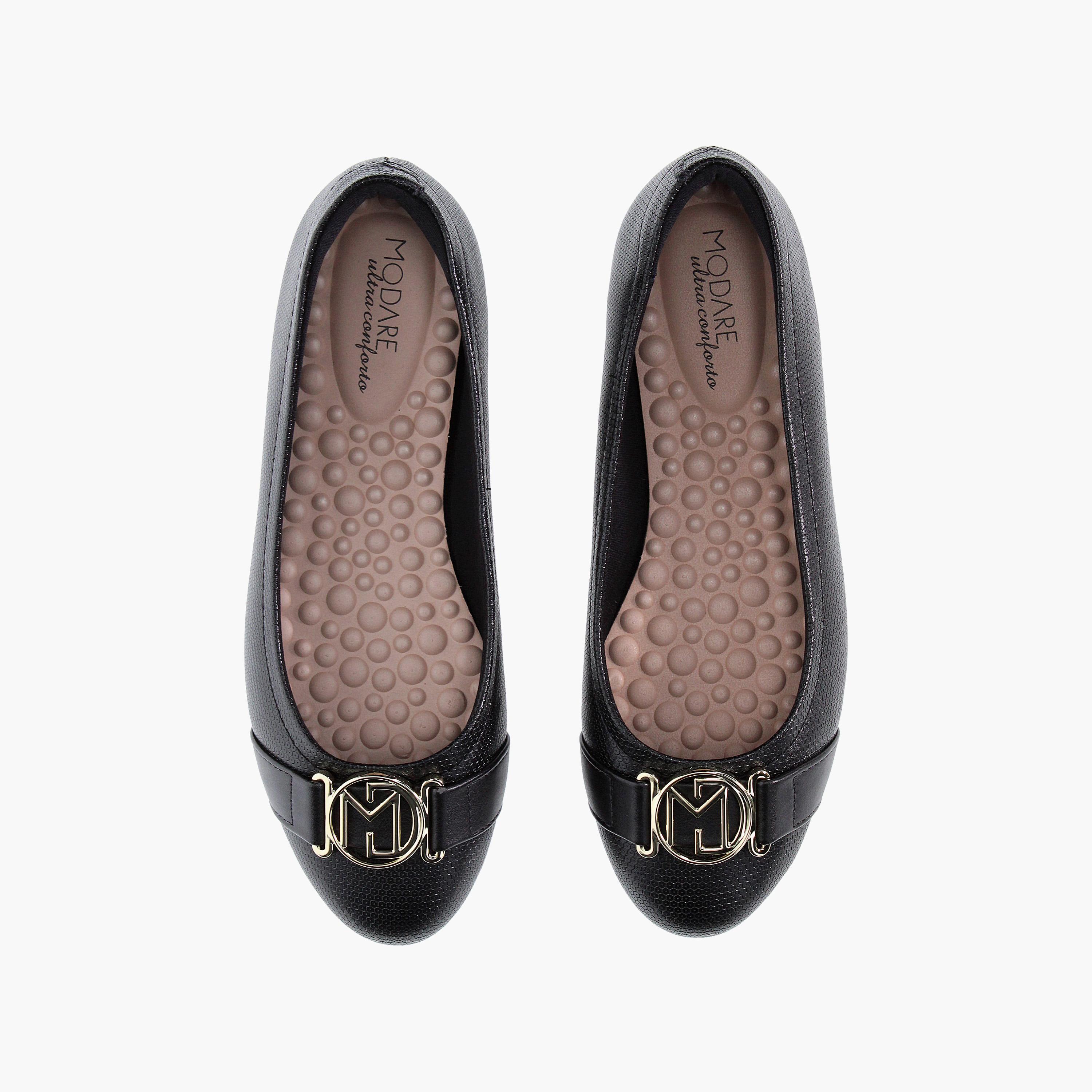 Modare by Geoomnii Women's Round Toe Ballerinas with Golden Buckle Detail | 7385-101-25930     -women-shoes-ballerinas-image-5