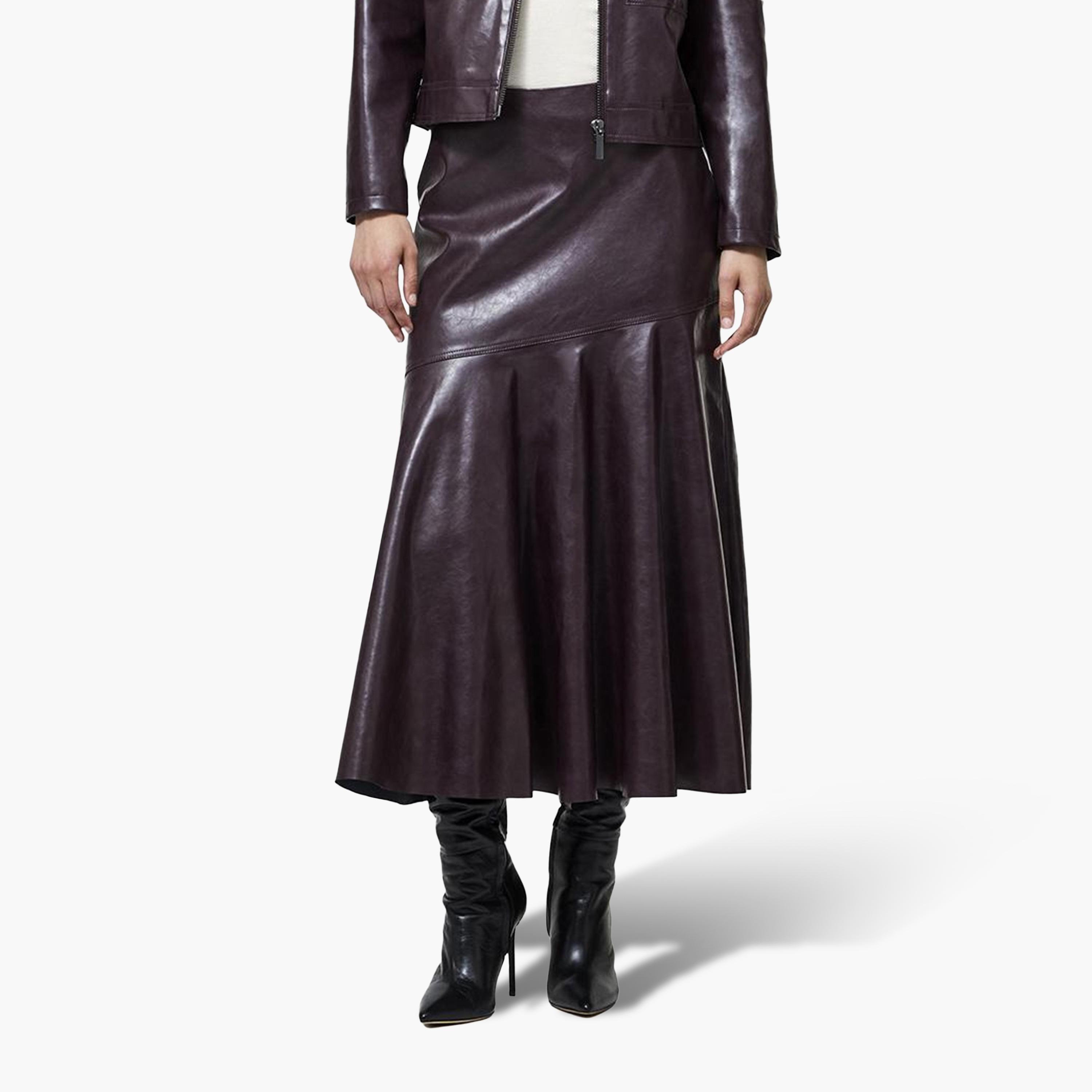 تنورة ميدي حريمي بتصميم شارلستون باللون البنفسجي من فرينش كونكشن-women-clothing-skirts-image-1