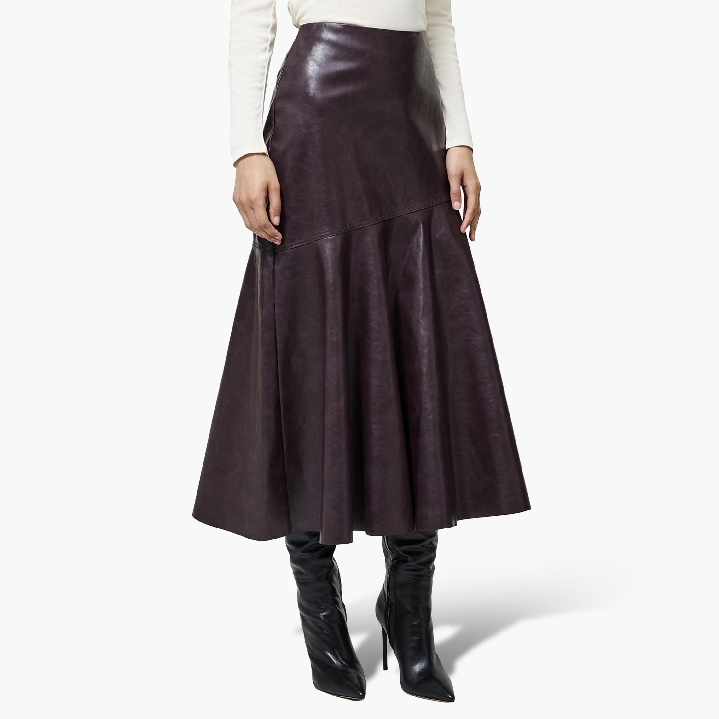 تنورة ميدي حريمي بتصميم شارلستون باللون البنفسجي من فرينش كونكشن-women-clothing-skirts-image-5