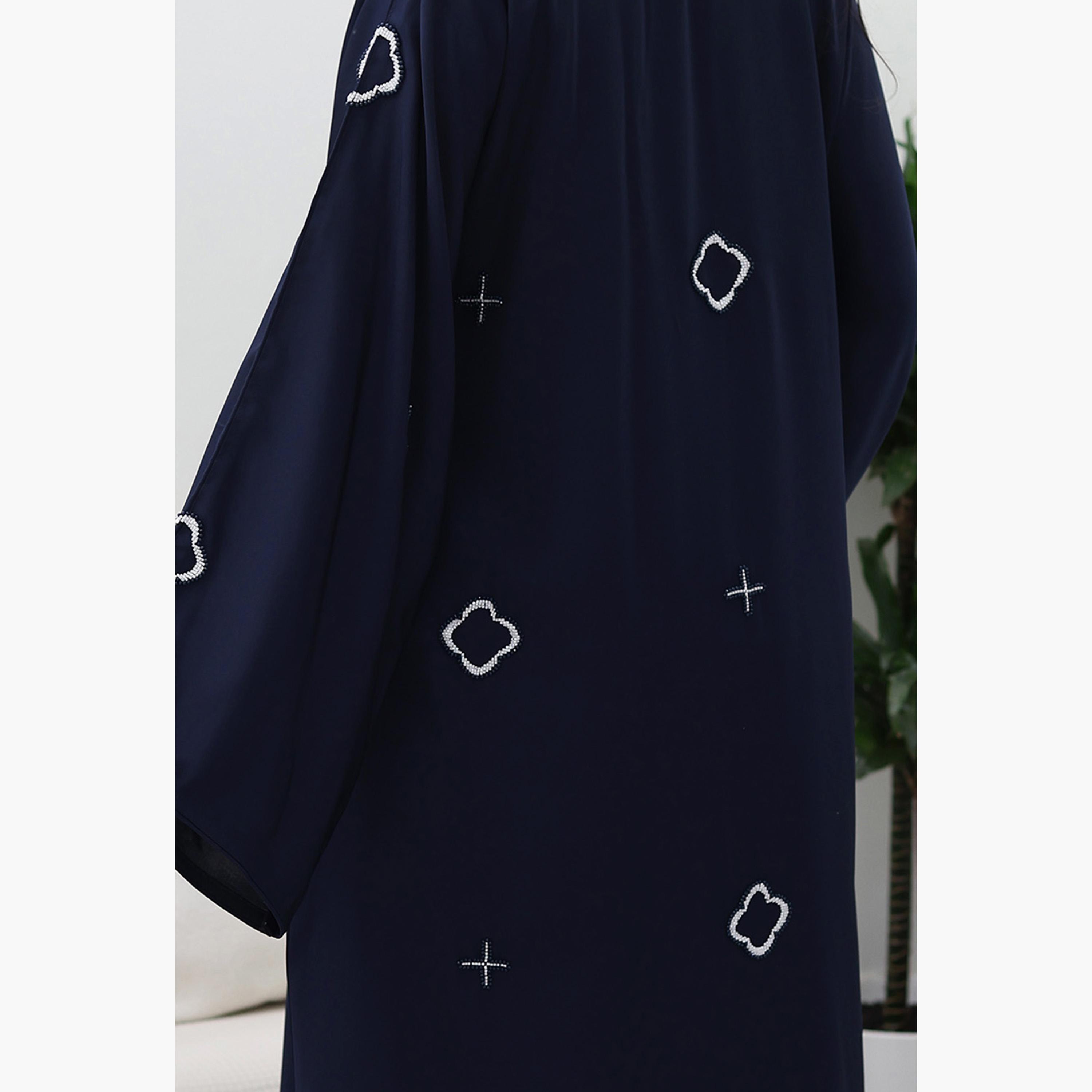 Nukhbaa Beaded Flared Sleeves Nida Women's Evening Abaya-women-arabicclothing-abayas-image-3
