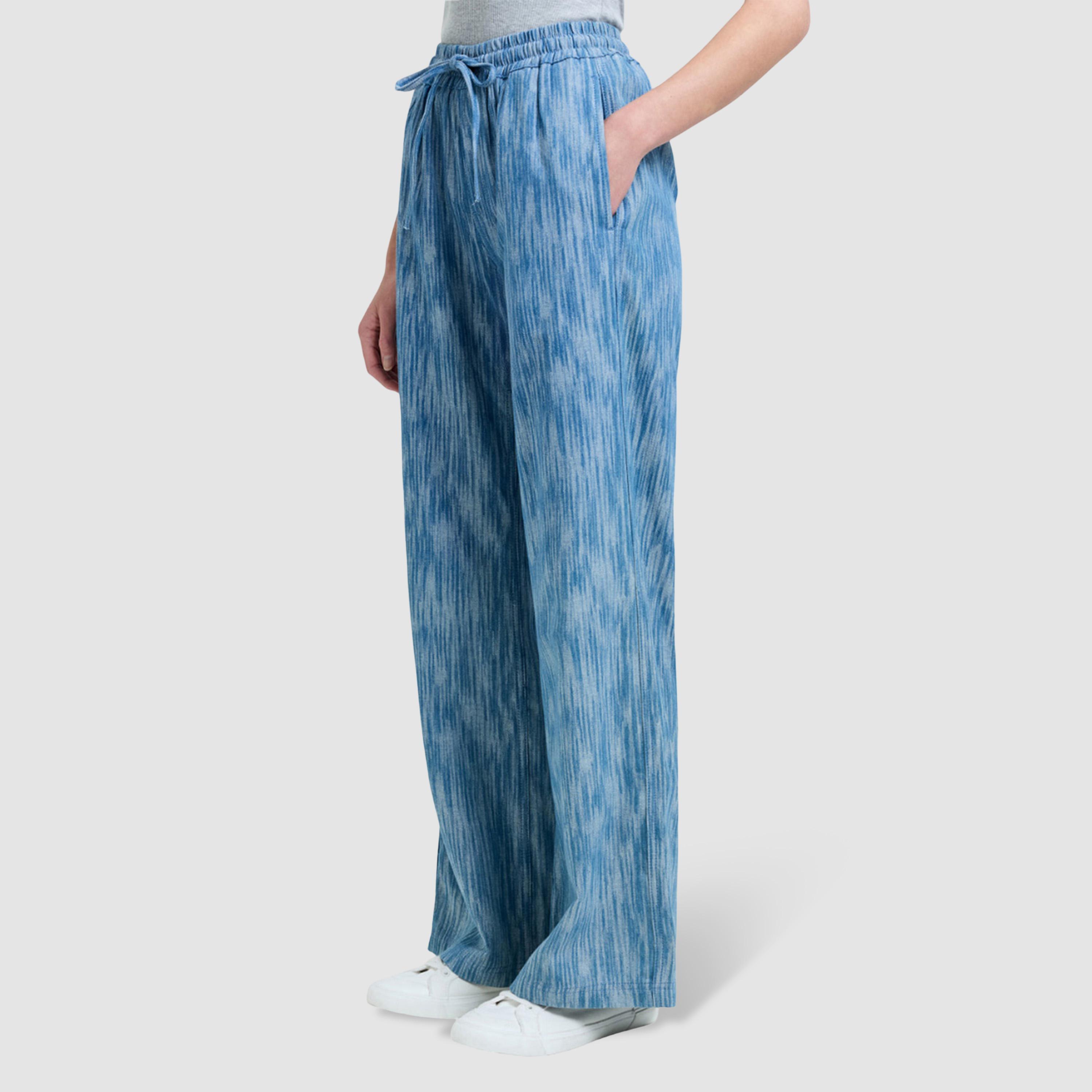 بنطلون نسائي أرجل واسعة بتأثير غسيل "واشد" لون أزرق من فرينش كونكشن-women-clothing-bottoms-trousers-image-3