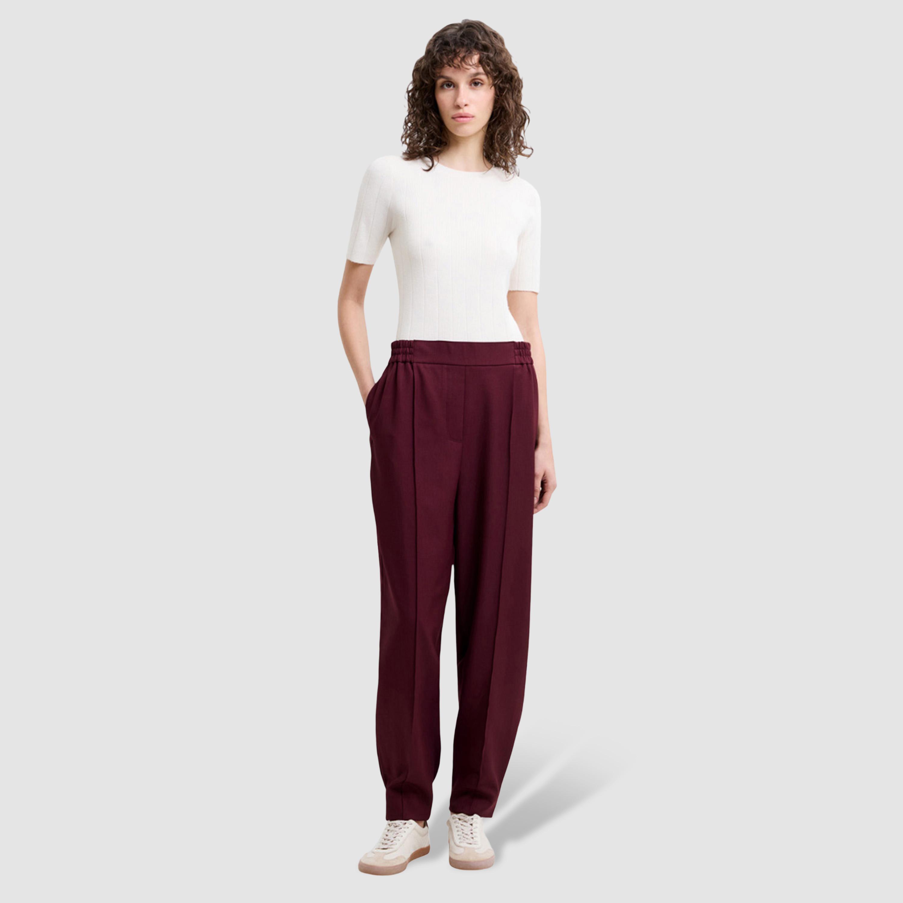 بنطلون نسائي قصة برميلية "باريل كت" لون أحمر من فرينش كونكشن-women-clothing-bottoms-trousers-image-2