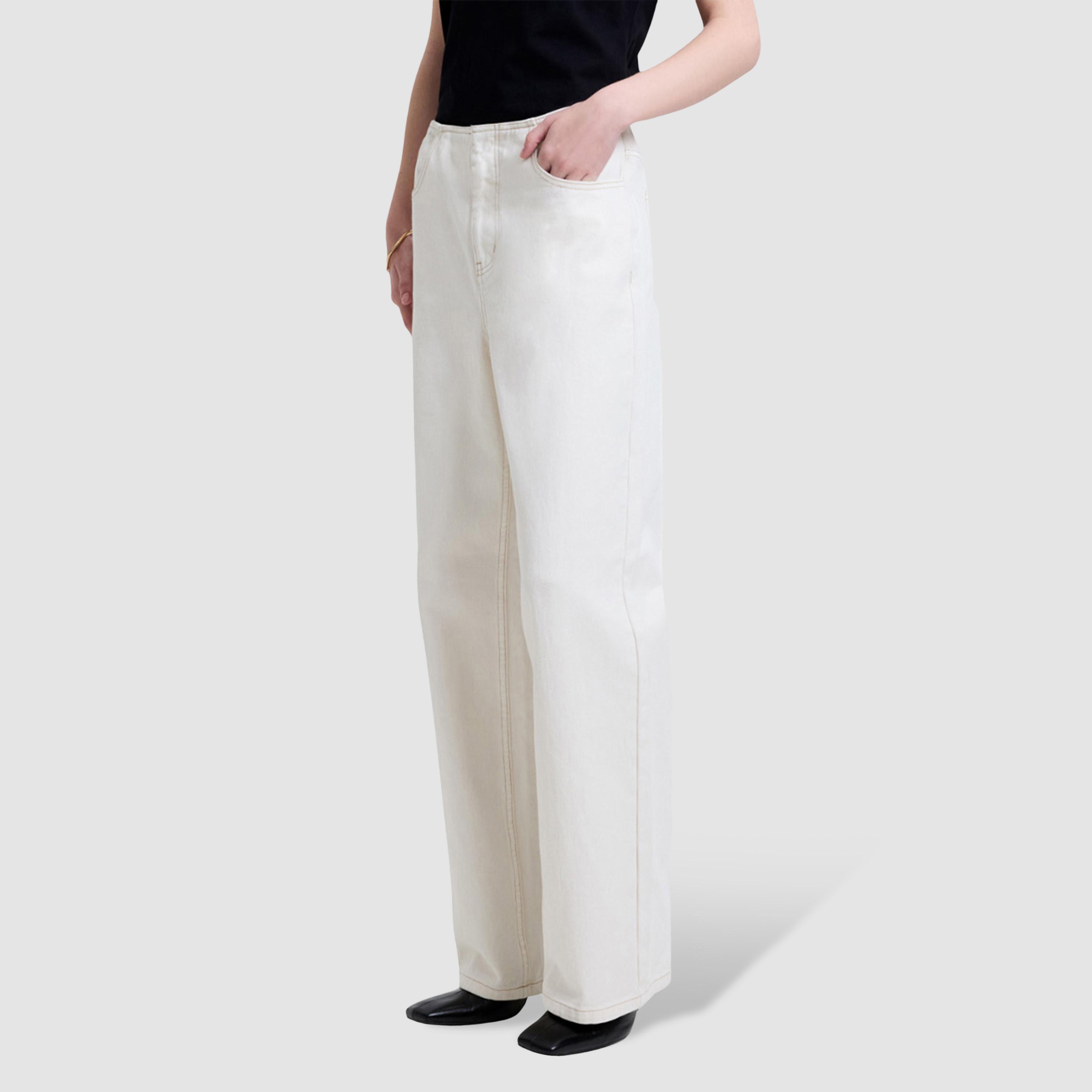 بنطلون جينز نسائي سادة قصة مستقيمة وخصر متوسط من فرينش كونكشن-women-clothing-bottoms-jeans-image-3