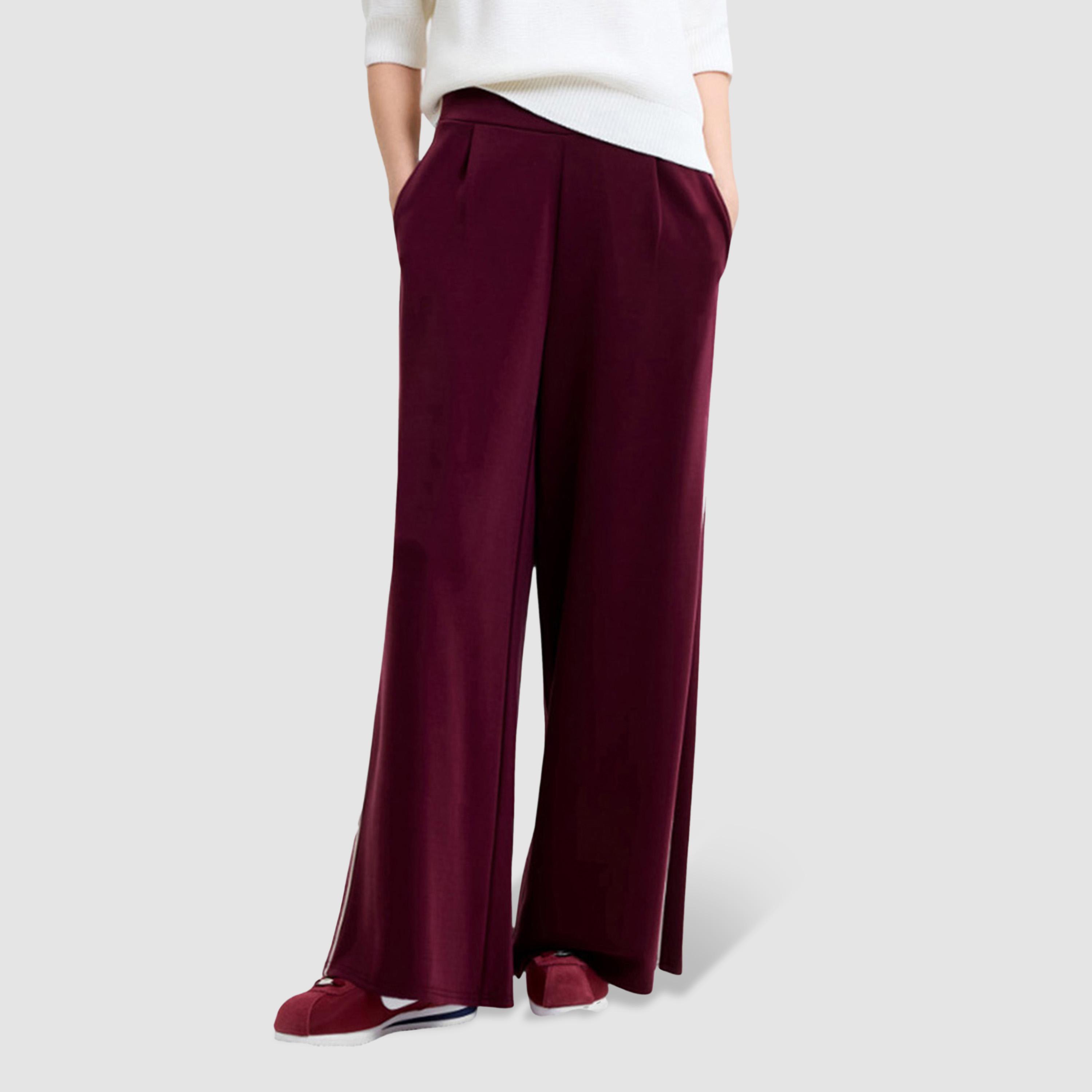 بنطلون نسائي أرجل واسعة لون أحمر من فرينش كونكشن-women-clothing-bottoms-trousers-image-1