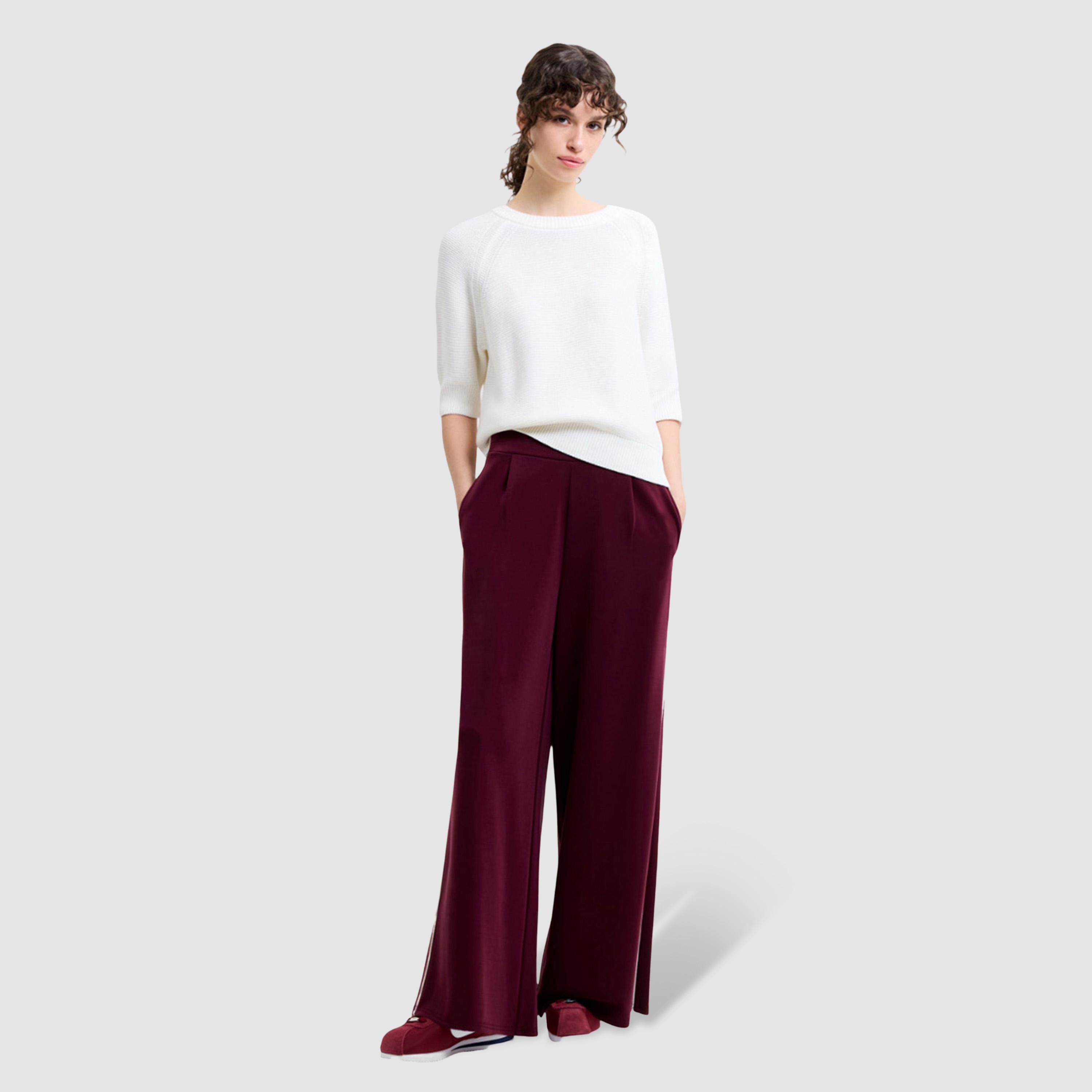 بنطلون نسائي أرجل واسعة لون أحمر من فرينش كونكشن-women-clothing-bottoms-trousers-image-2