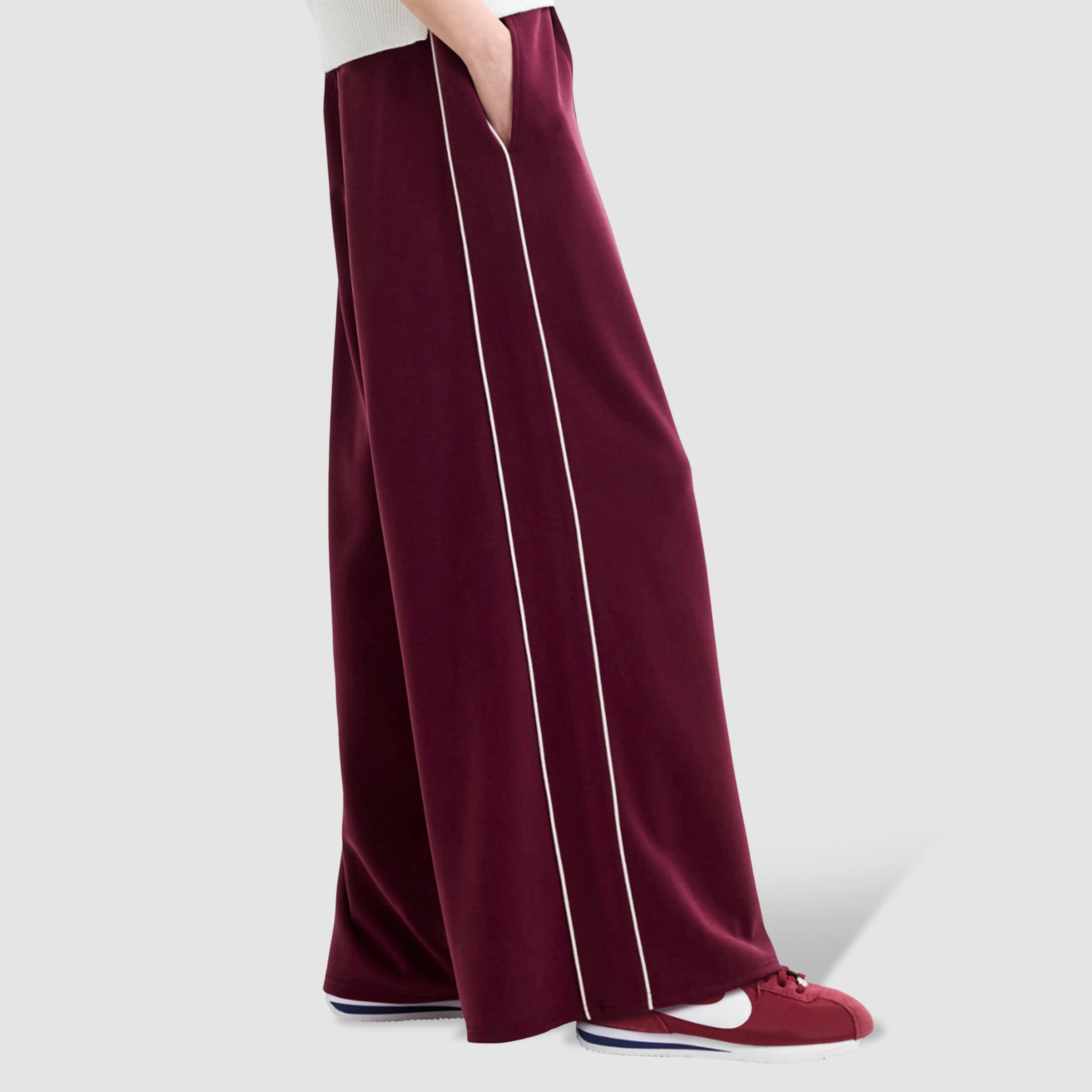 بنطلون نسائي أرجل واسعة لون أحمر من فرينش كونكشن-women-clothing-bottoms-trousers-image-3