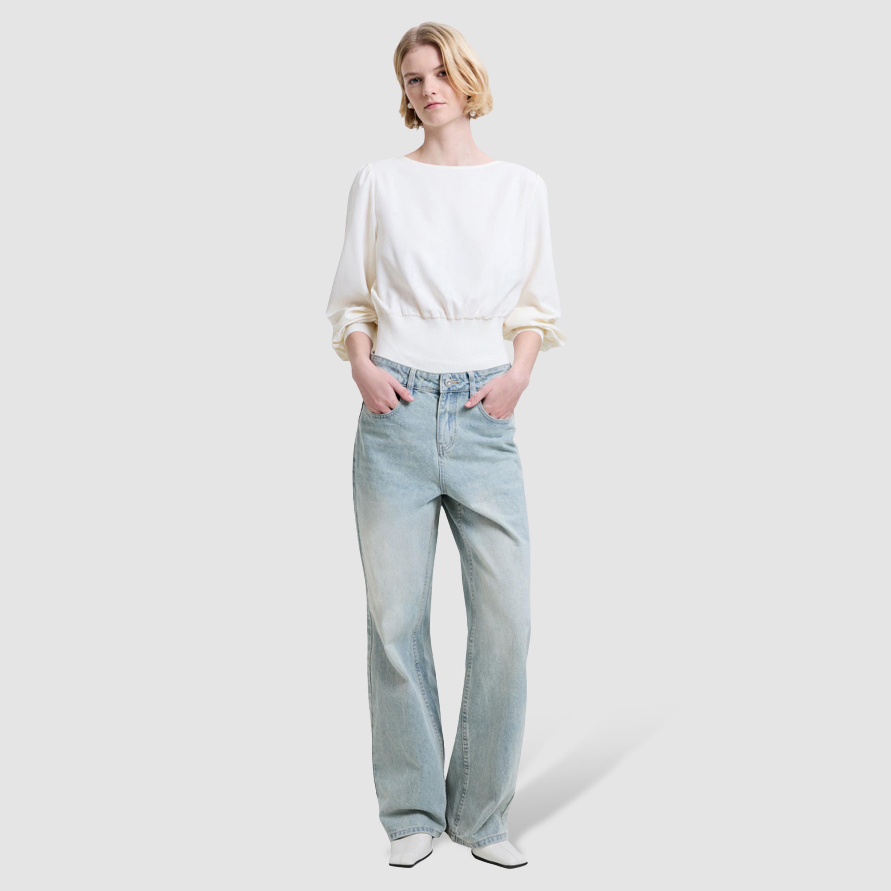 بنطلون جينز نسائي سادة قصة مستقيمة وخصر متوسط من فرينش كونكشن-women-clothing-bottoms-jeans-image-2