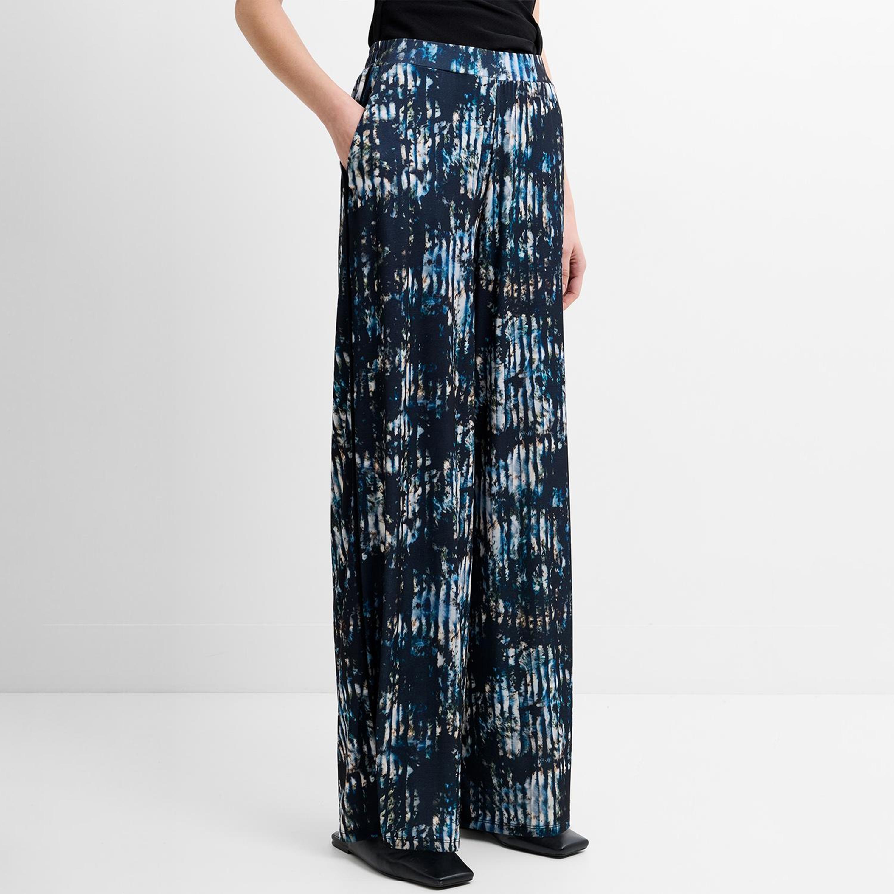 French Connection Black Abstract Print Wide Leg Women's Trousers-women-clothing-trousers-image-4