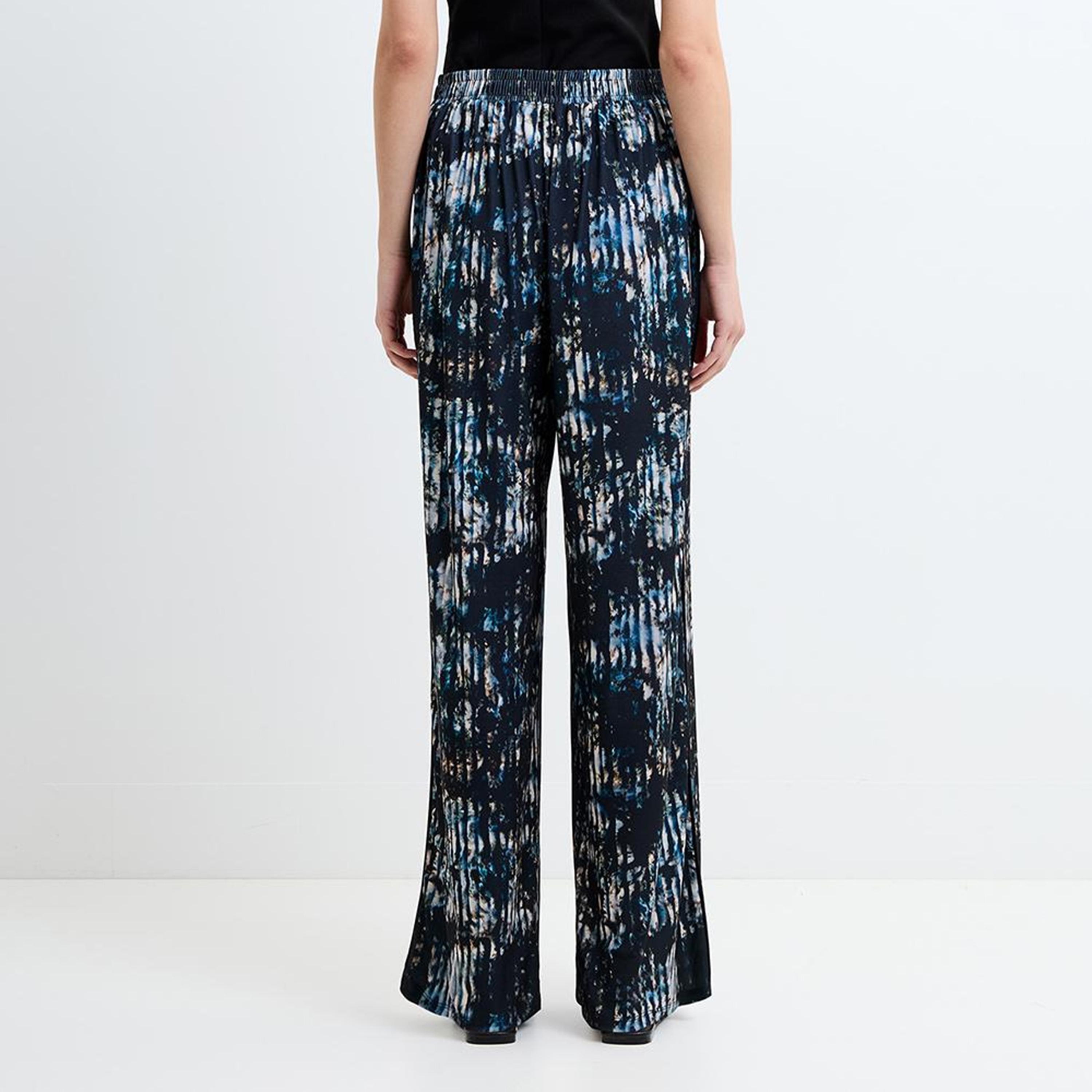 French Connection Black Abstract Print Wide Leg Women's Trousers-women-clothing-trousers-image-5