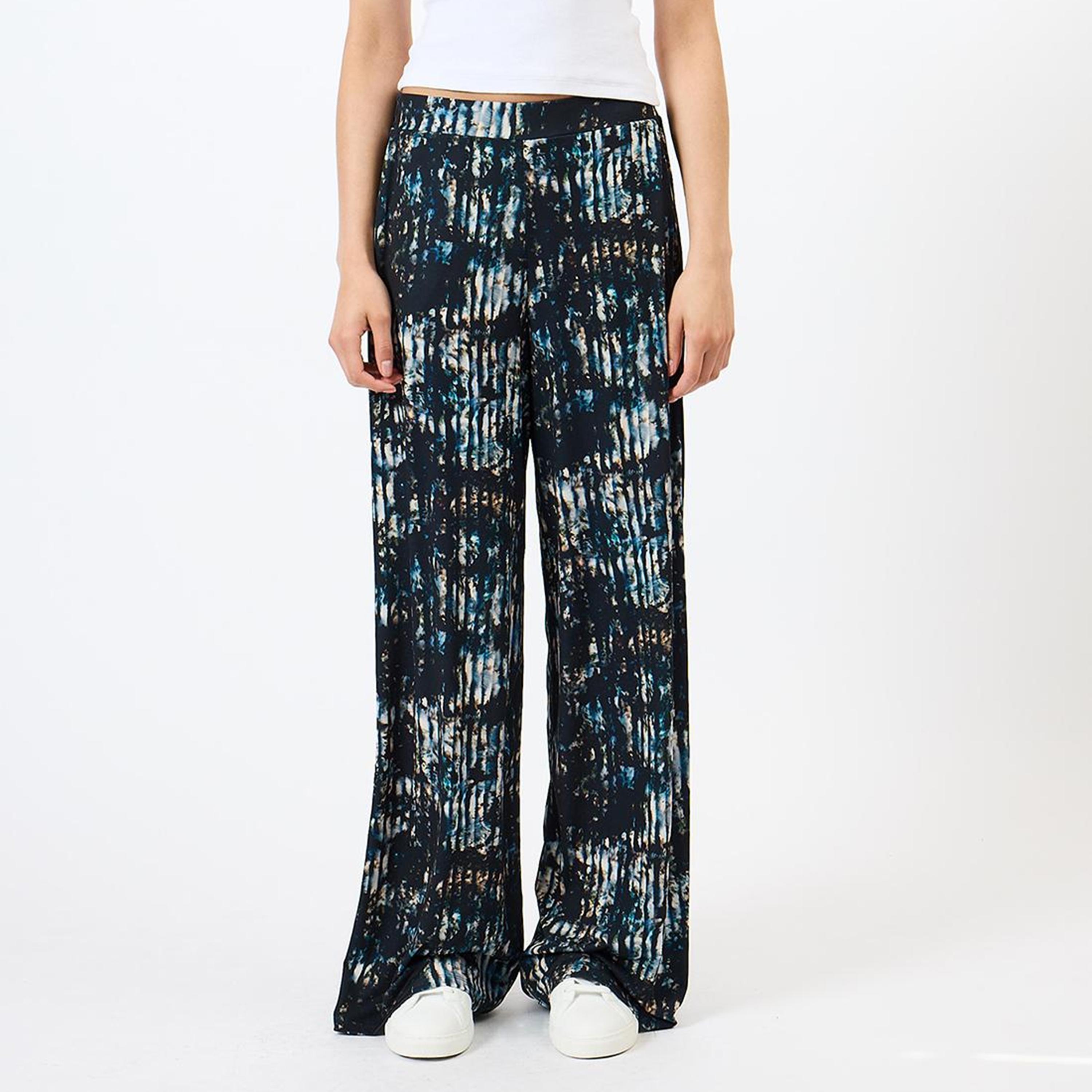 French Connection Black Abstract Print Wide Leg Women's Trousers-women-clothing-trousers-image-7