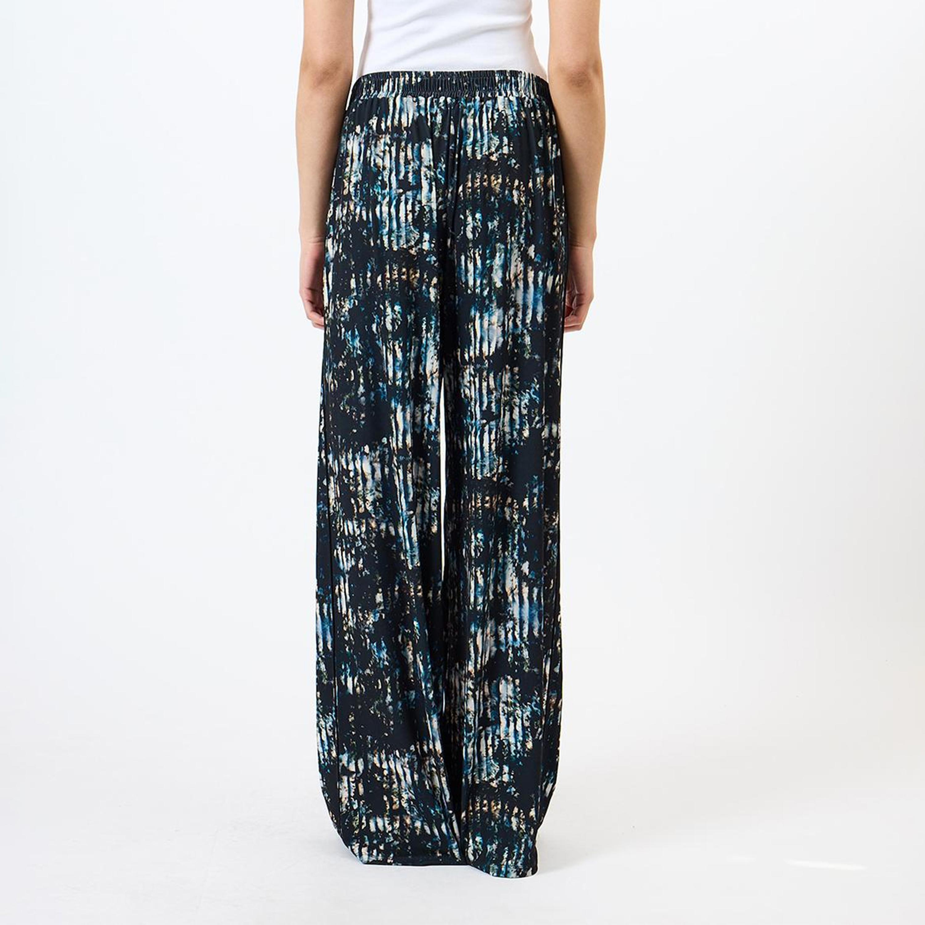 French Connection Black Abstract Print Wide Leg Women's Trousers-women-clothing-trousers-image-8