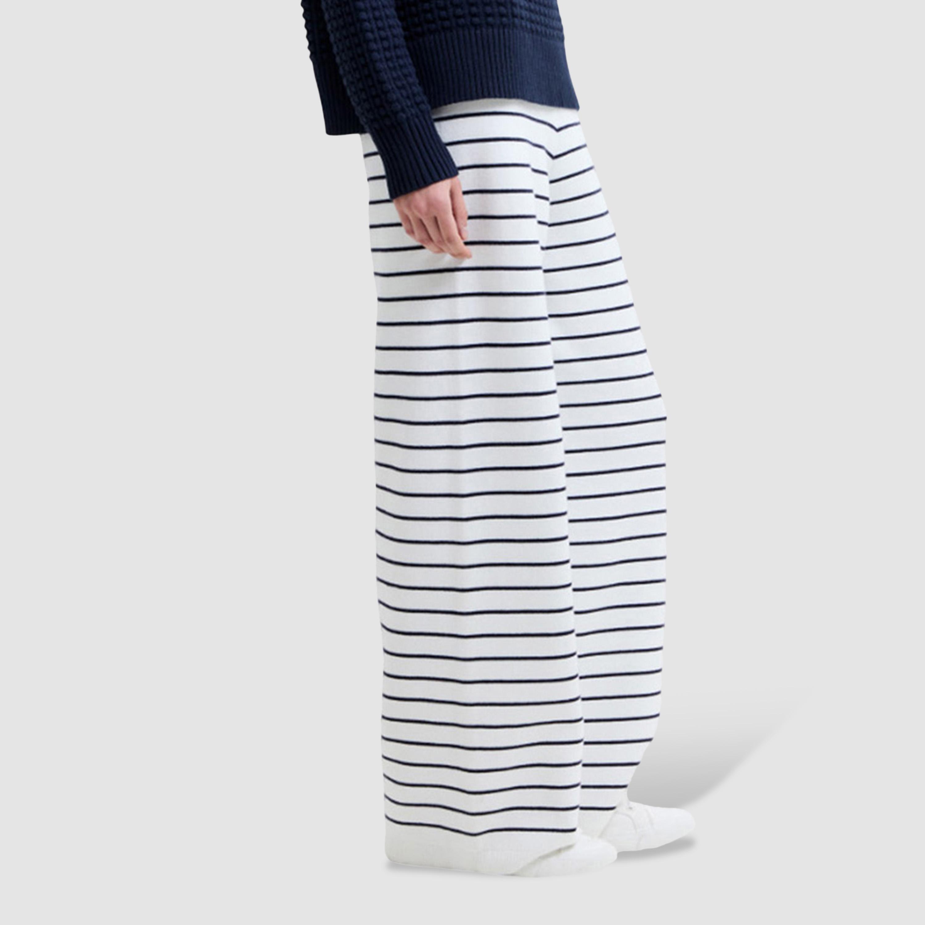 بنطلون نسائي مستقيم ومخطط لون أبيض من فرينش كونكشن-women-clothing-bottoms-trousers-image-3
